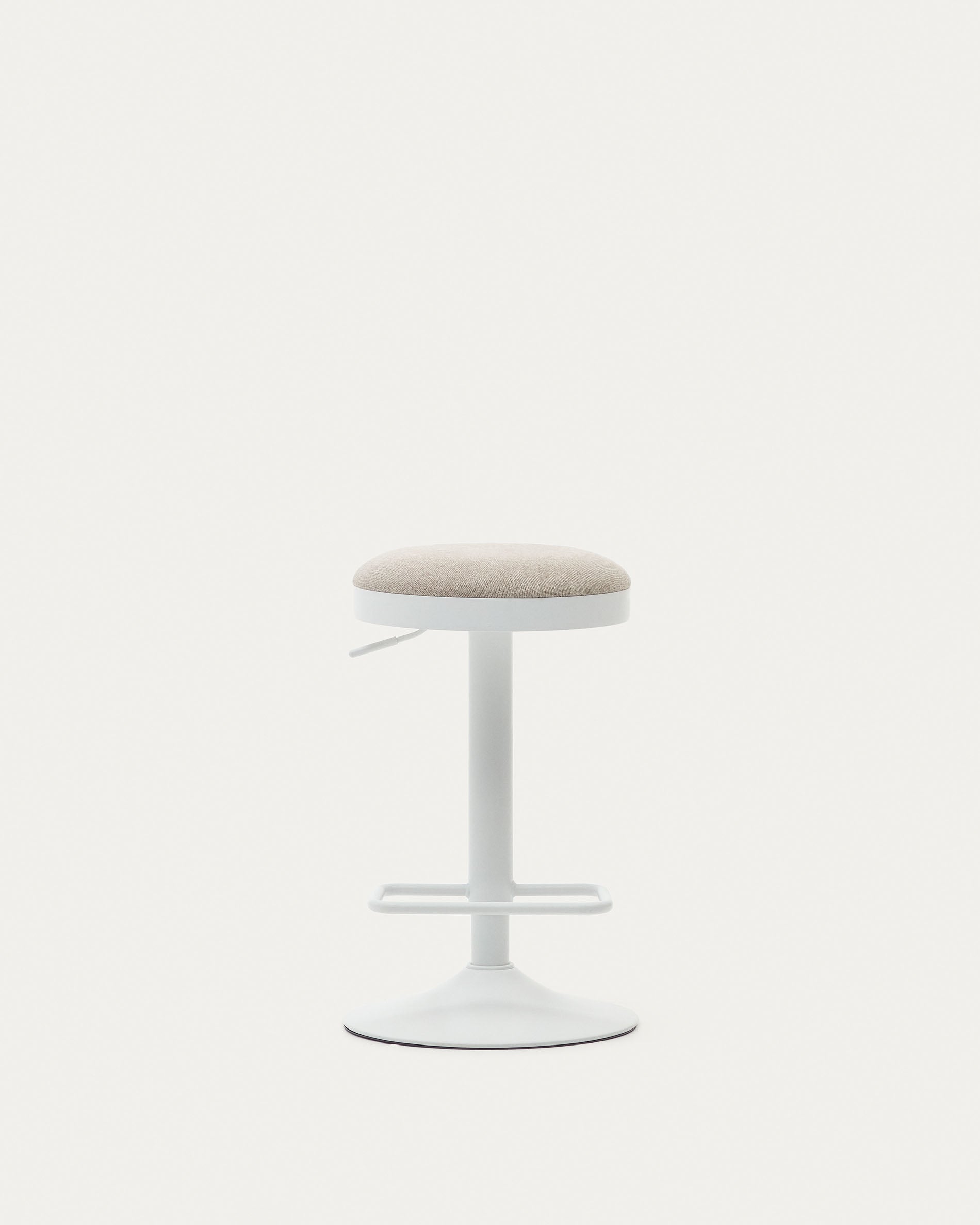 Zaib stool in beige chenille and matt white steel height 63-84 cm FSC 100% - Product View