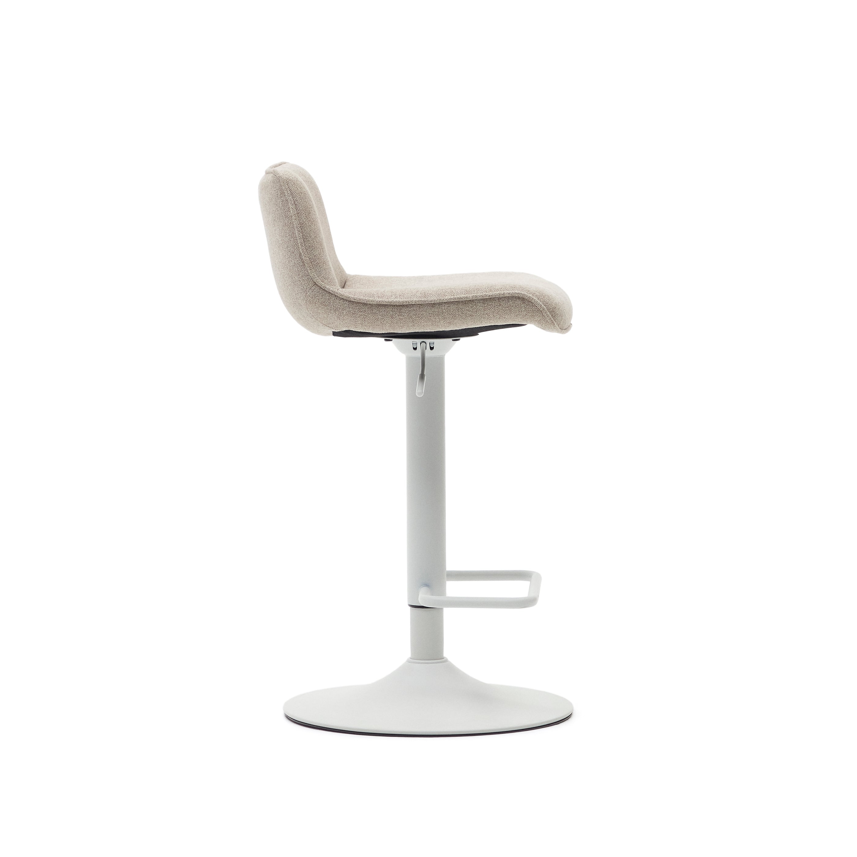Zenda stool in beige chenille and matt white steel 81-102 cm FSC 100% - Product Image