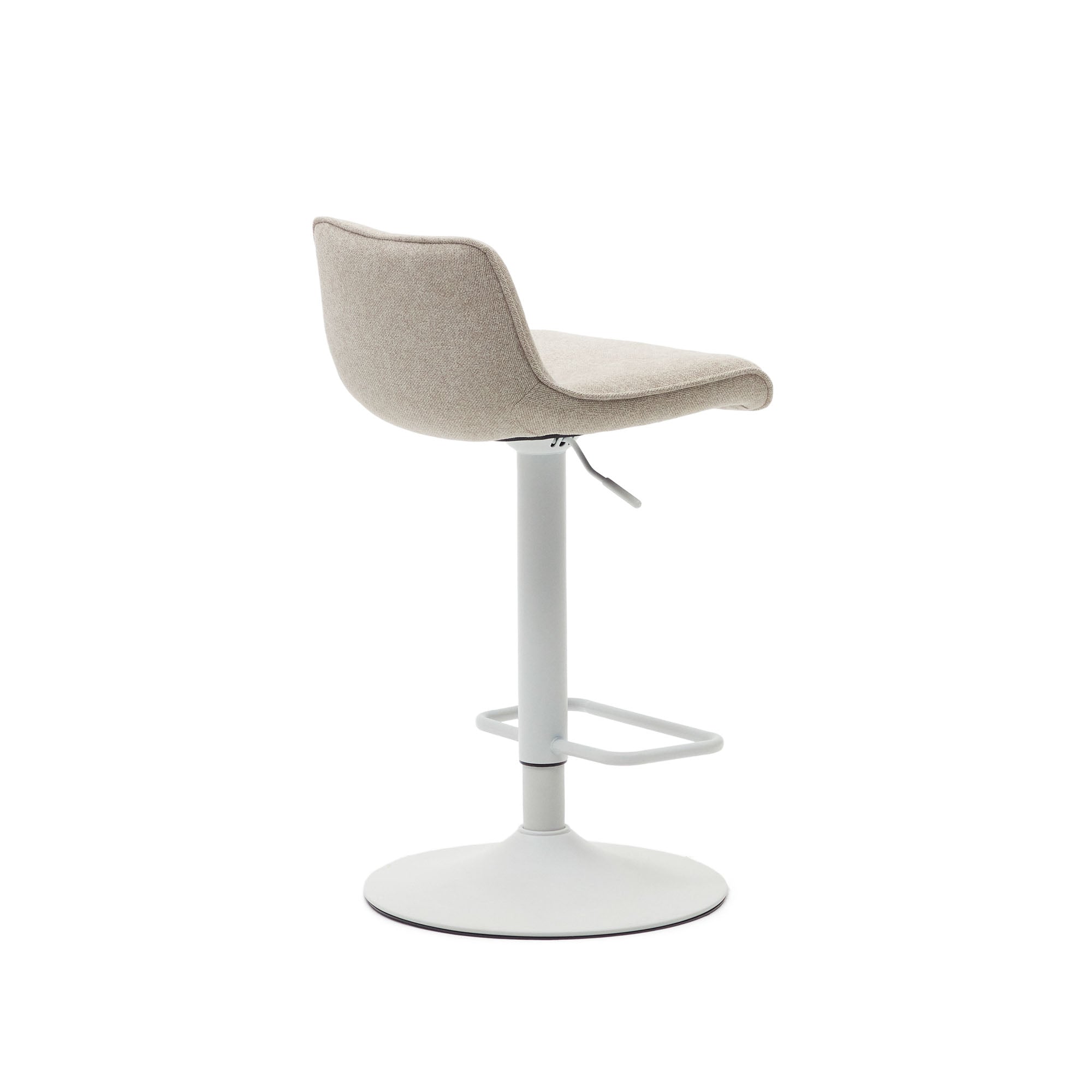 Zenda stool in beige chenille and matt white steel 81-102 cm FSC 100% - Product Image