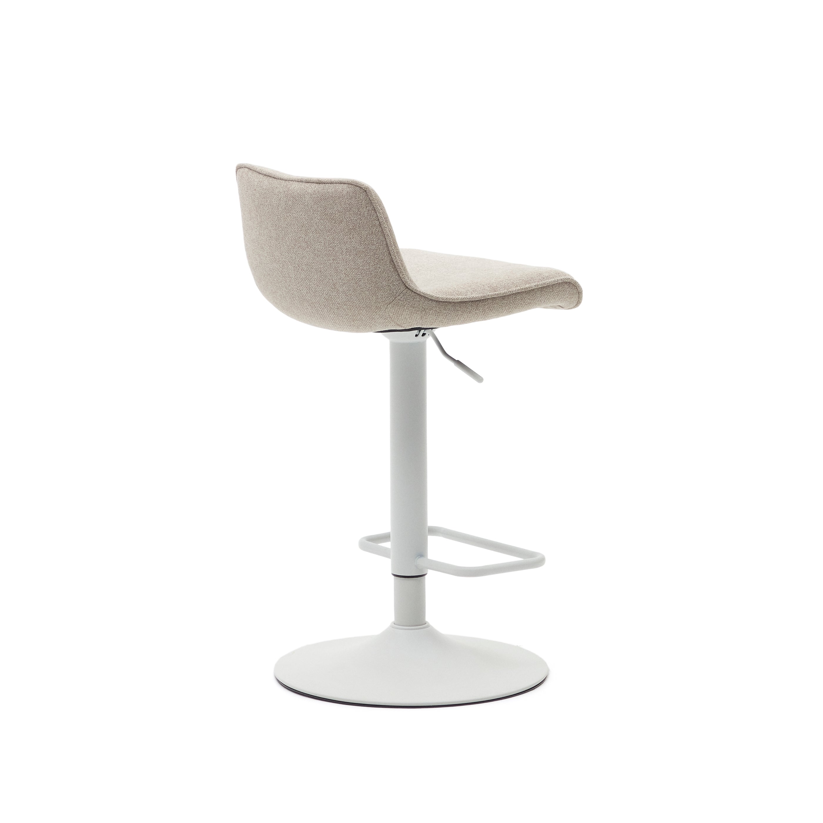 Zenda stool in beige chenille and matt white steel 81-102 cm FSC 100% - Product Image