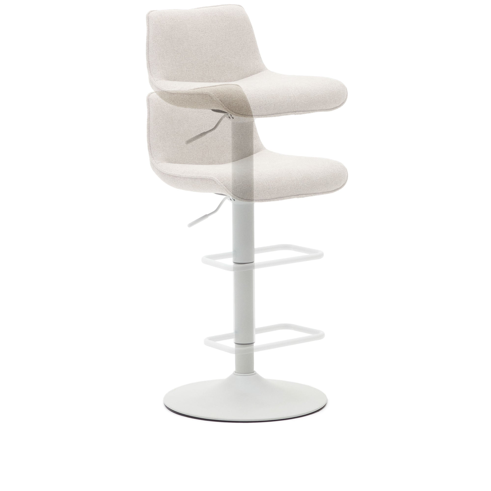 Zenda stool in beige chenille and matt white steel 81-102 cm FSC 100% - Product Image