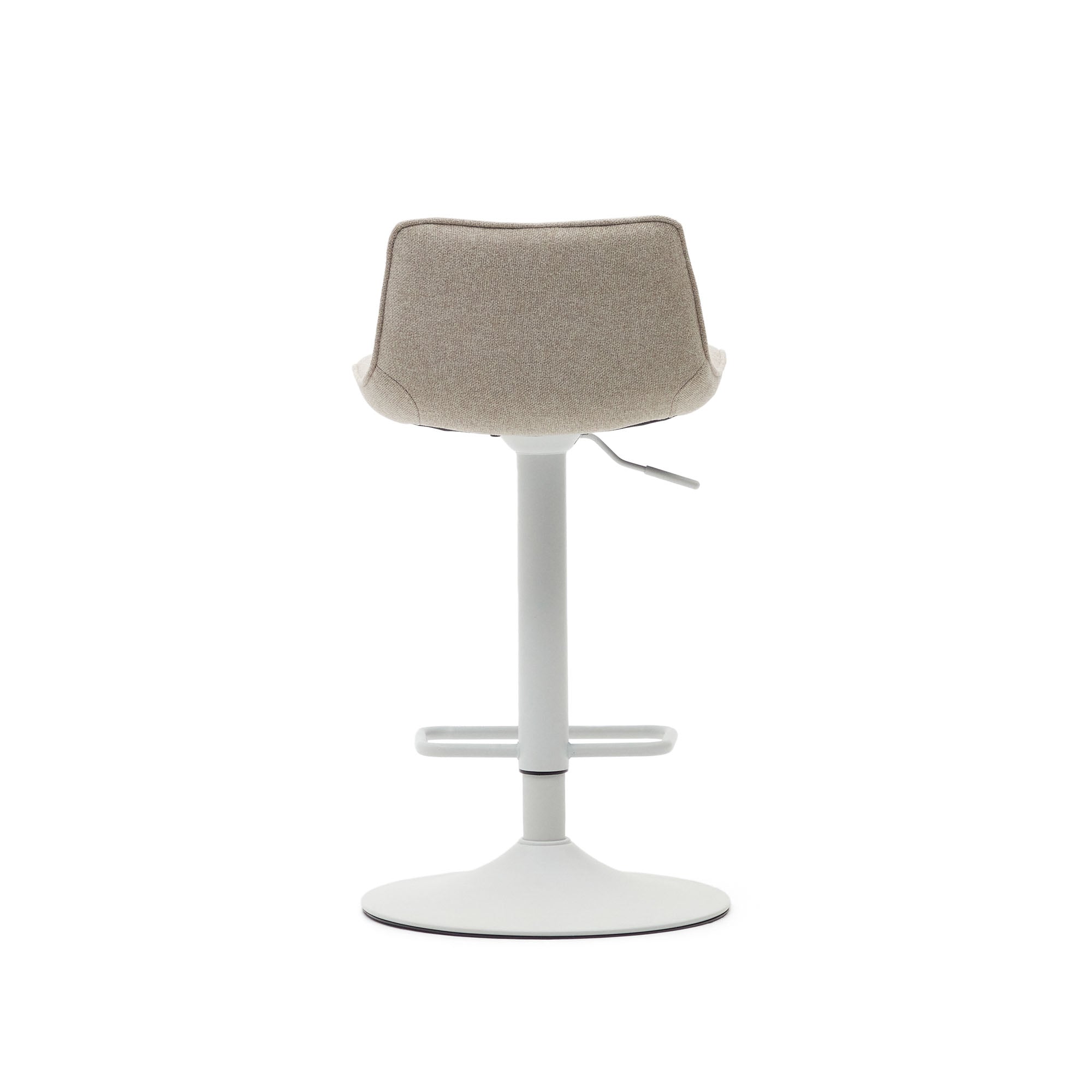 Zenda stool in beige chenille and matt white steel 81-102 cm FSC 100% - Product Image
