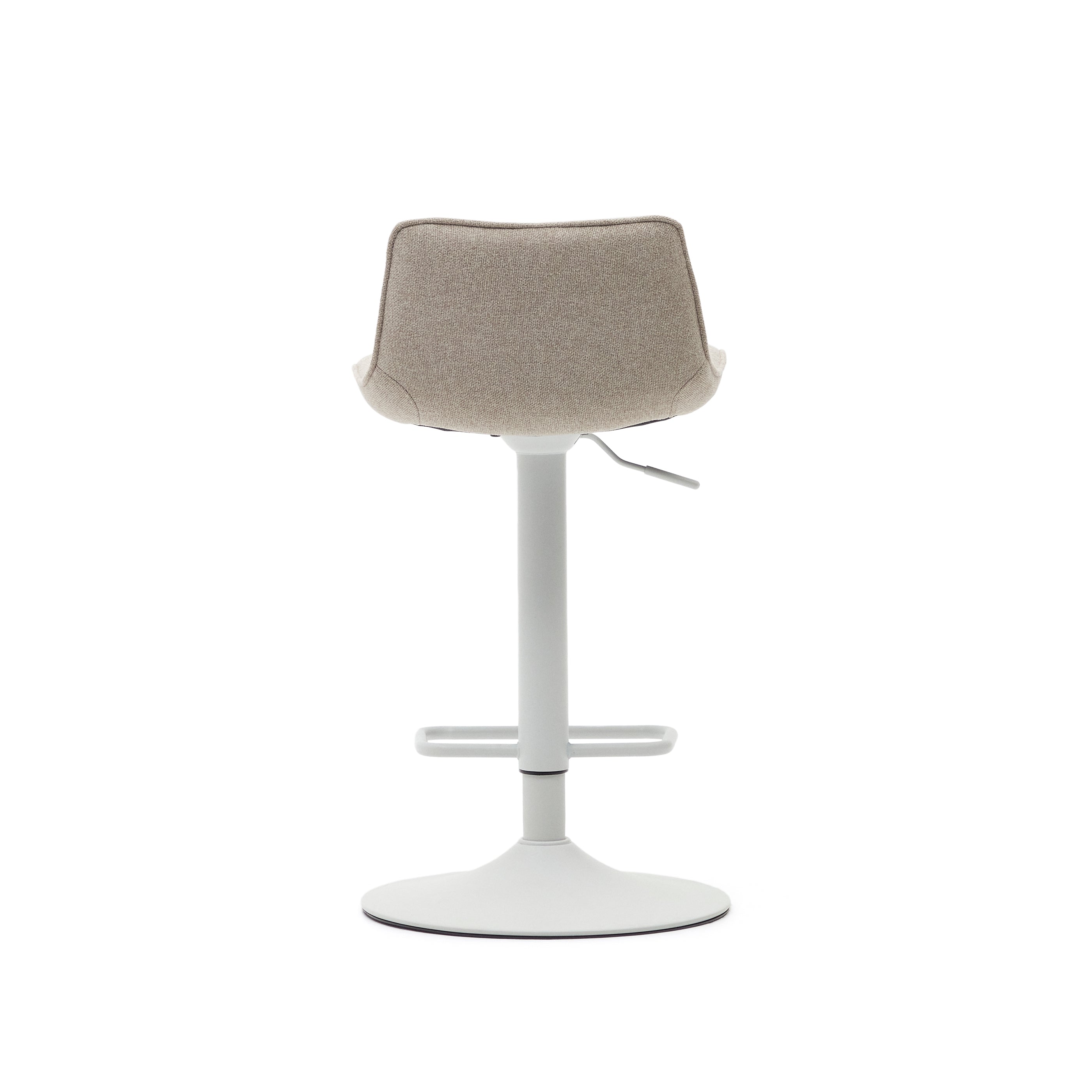 Zenda stool in beige chenille and matt white steel 81-102 cm FSC 100% - Product Image