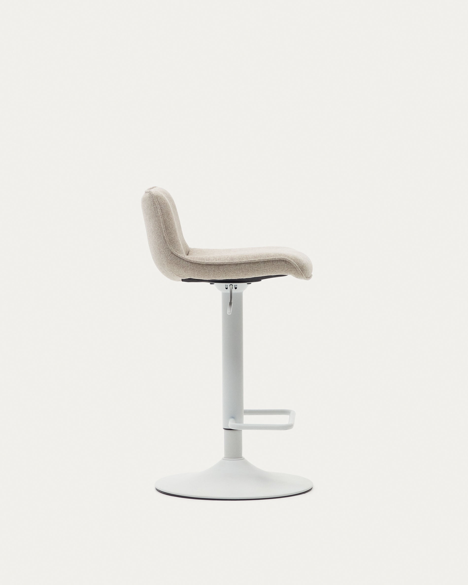 Zenda stool in beige chenille and matt white steel 81-102 cm FSC 100% - Product View