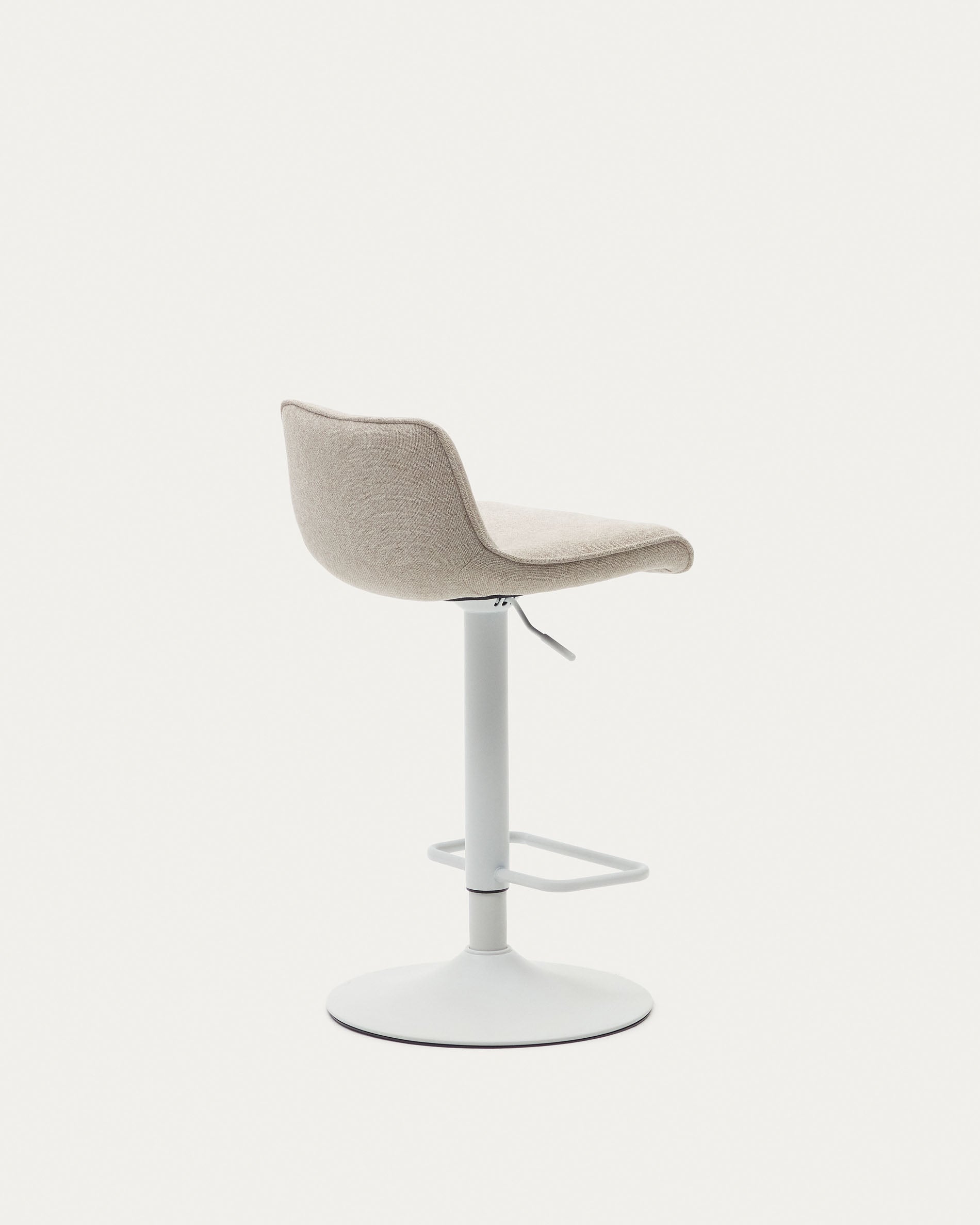 Zenda stool in beige chenille and matt white steel 81-102 cm FSC 100% - Product View