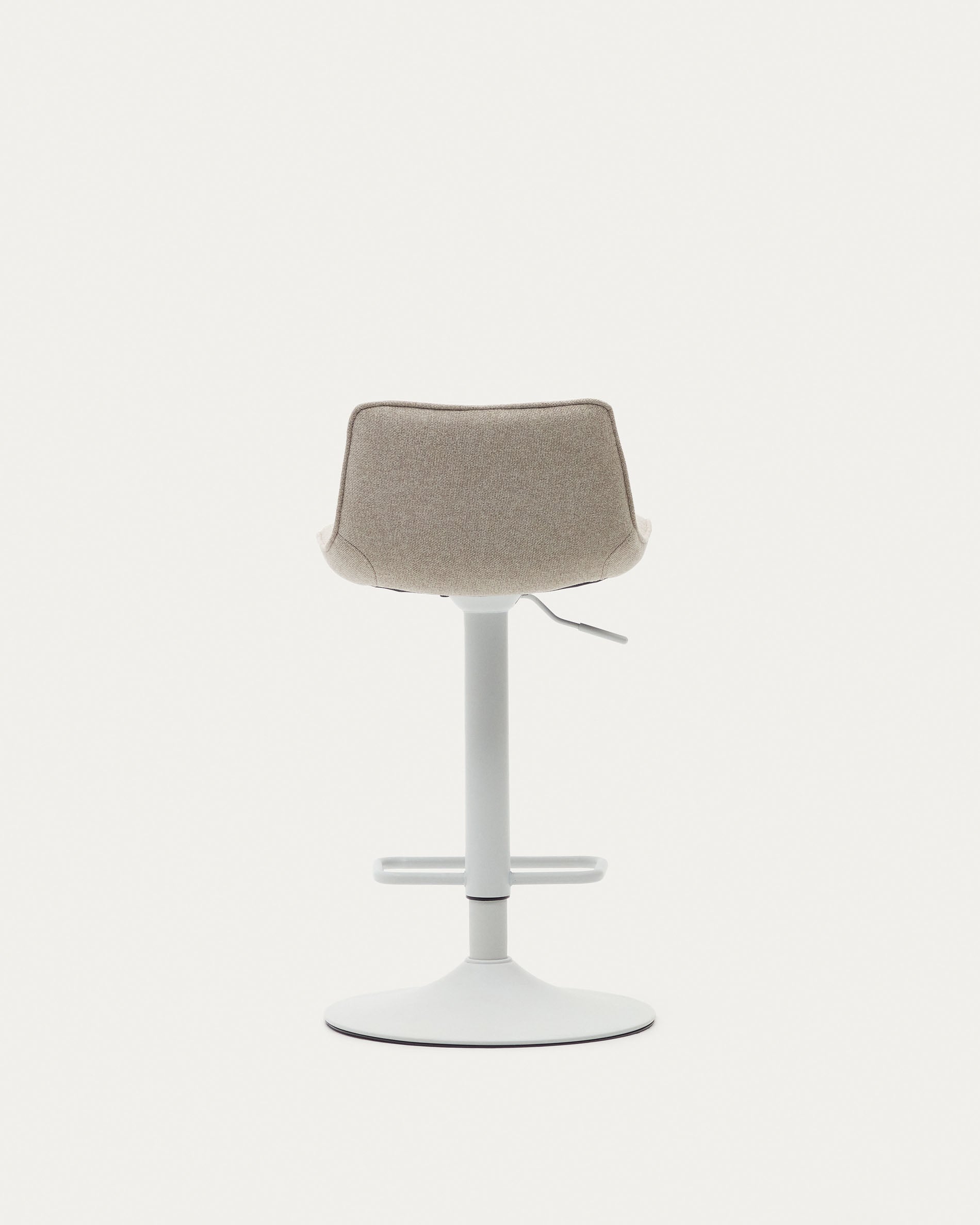 Zenda stool in beige chenille and matt white steel 81-102 cm FSC 100% - Product View