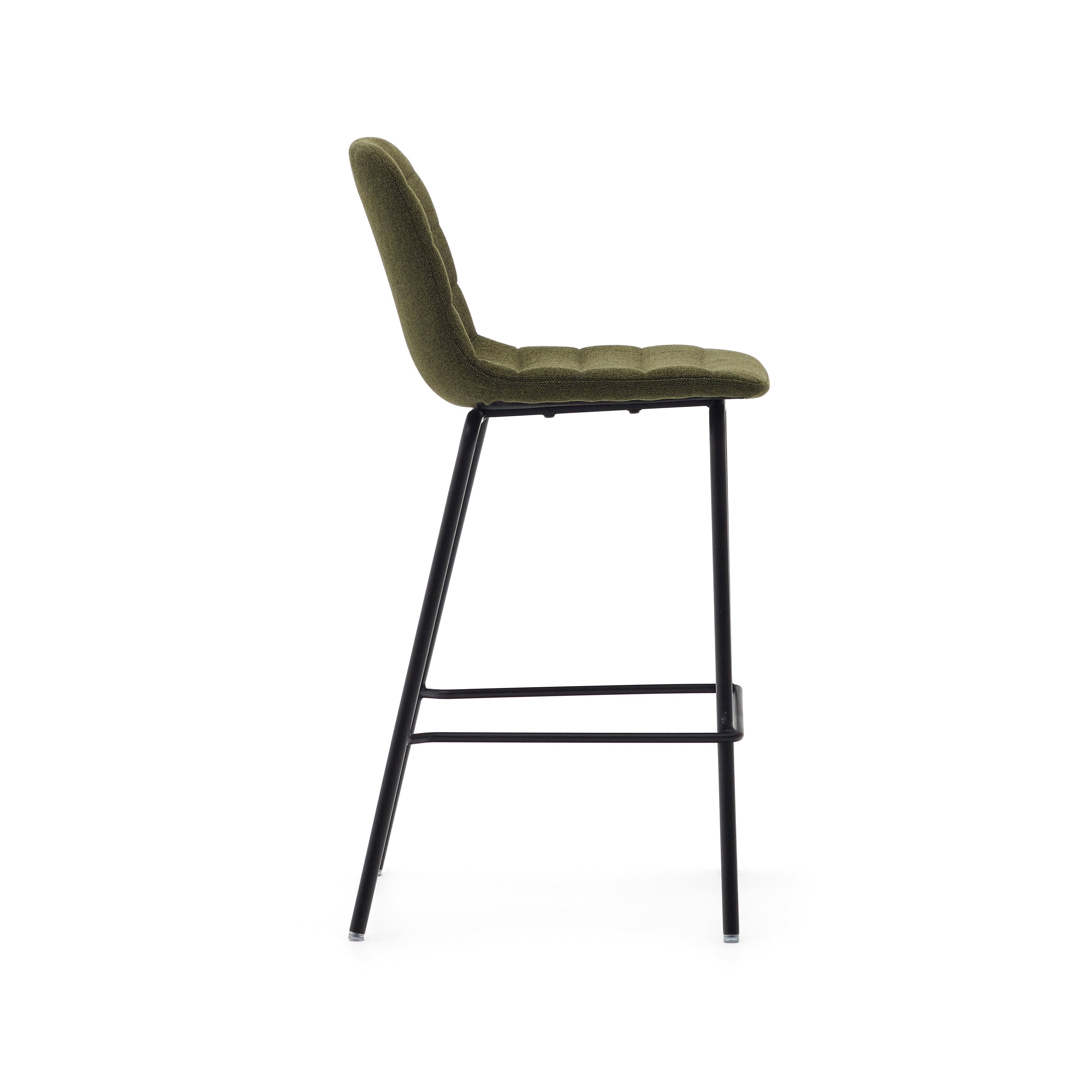 Zunilda stool in dark green and steel chenille with matt black finish height 65 cm FSC 100% - Product Image