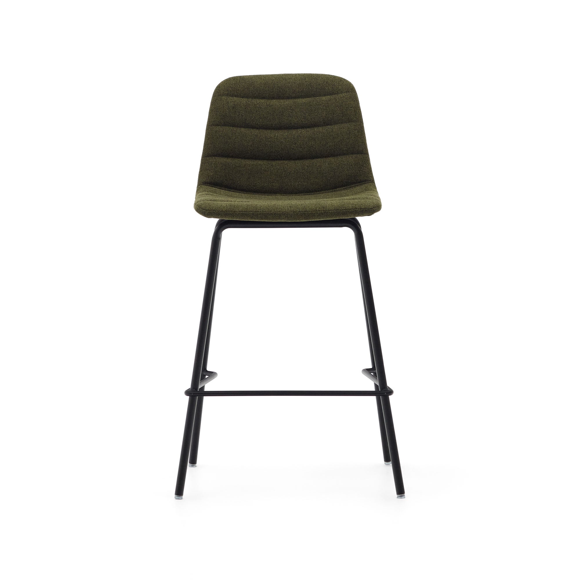 Zunilda stool in dark green and steel chenille with matt black finish height 65 cm FSC 100% - Product Image