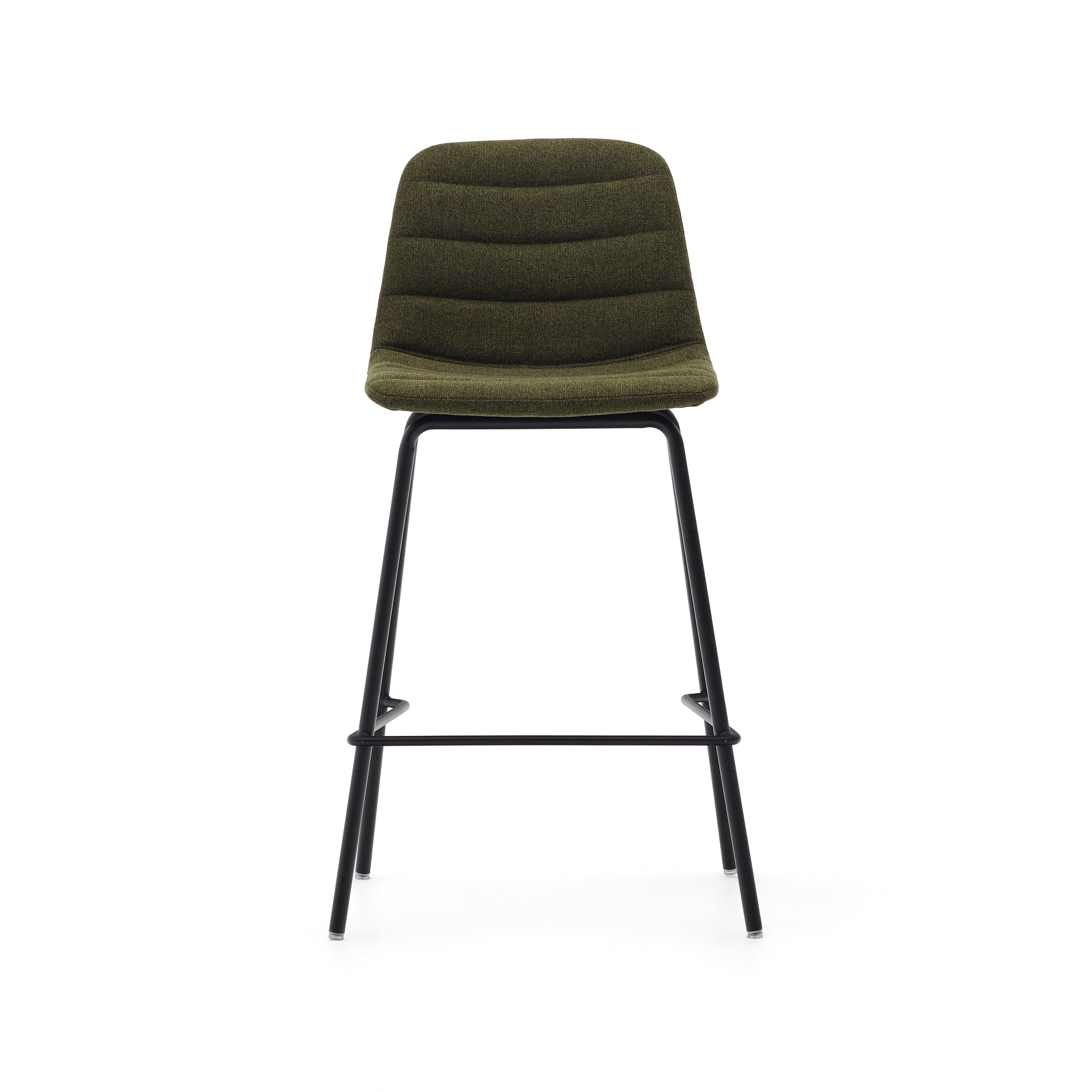 Zunilda stool in dark green and steel chenille with matt black finish height 65 cm FSC 100% - Product Image