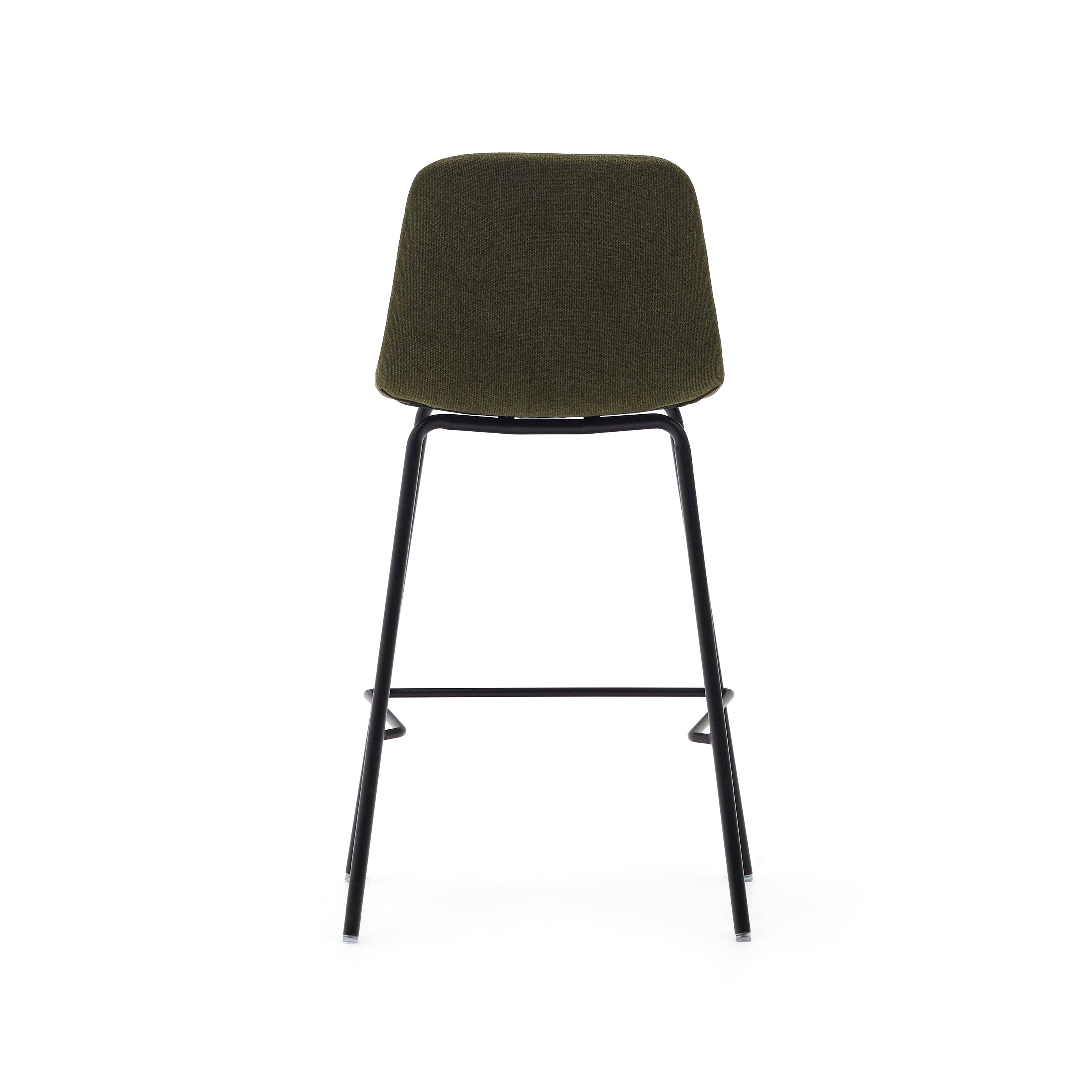 Zunilda stool in dark green and steel chenille with matt black finish height 65 cm FSC 100% - Product Image