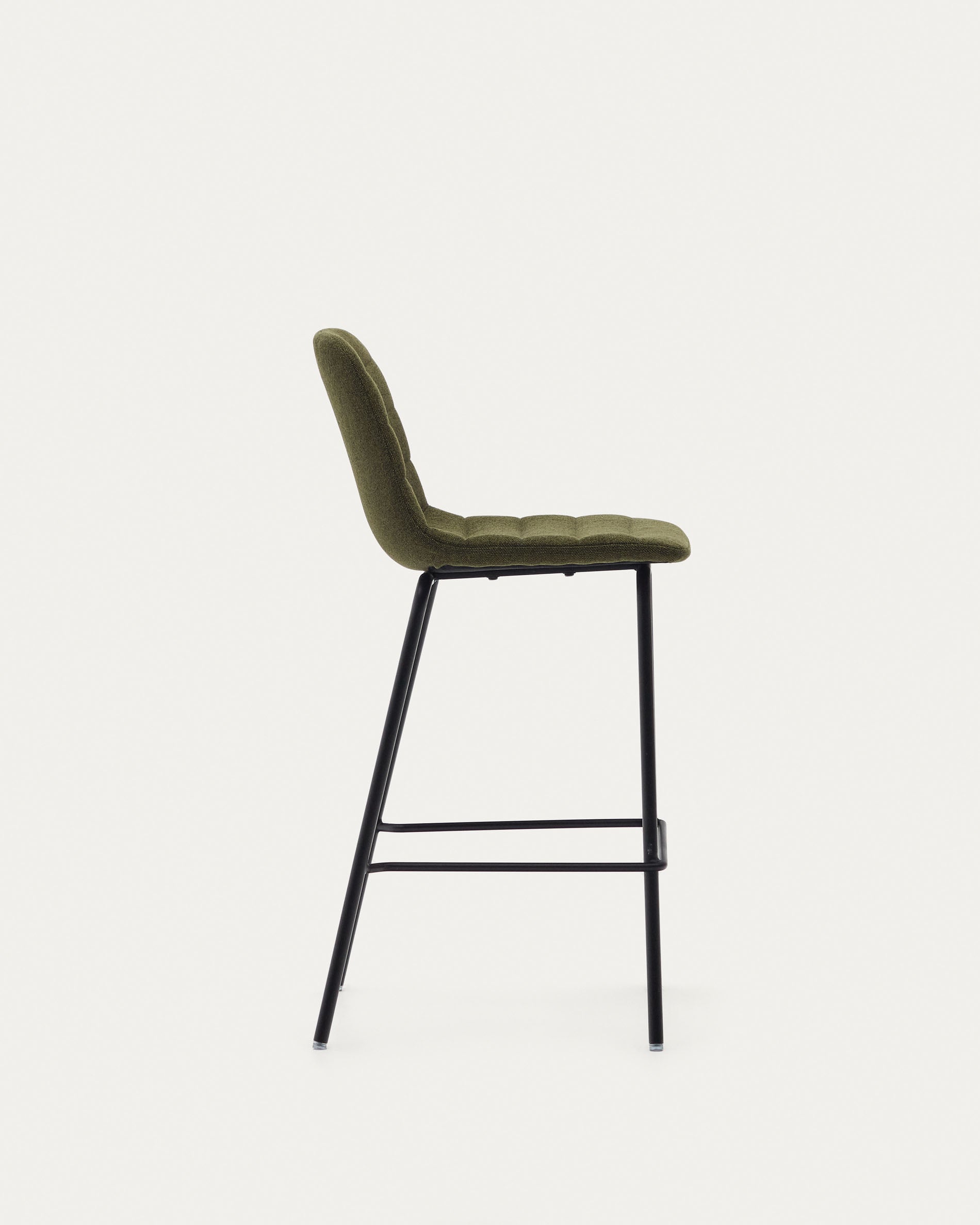 Zunilda stool in dark green and steel chenille with matt black finish height 65 cm FSC 100% - Product View