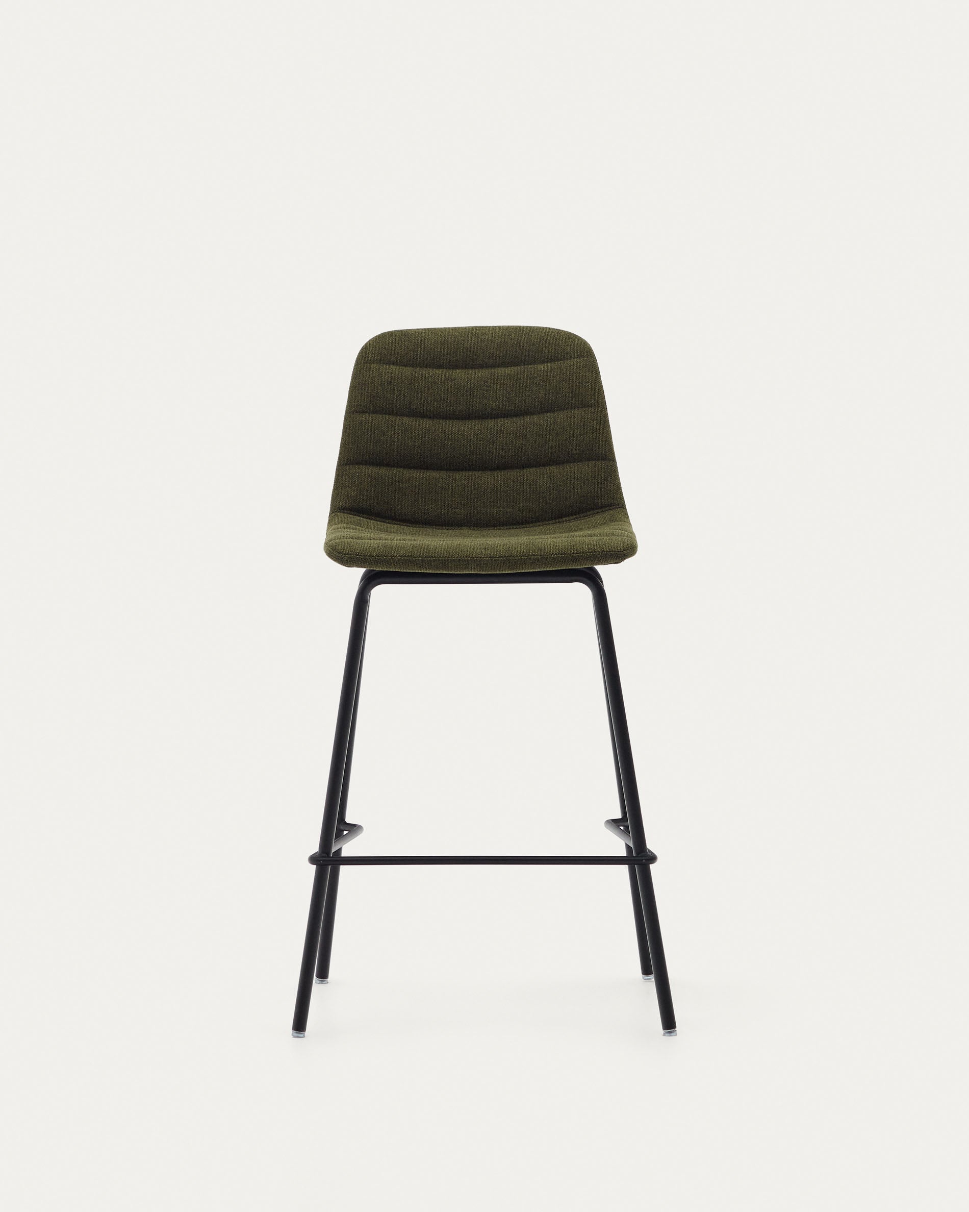 Zunilda stool in dark green and steel chenille with matt black finish height 65 cm FSC 100% - Product View