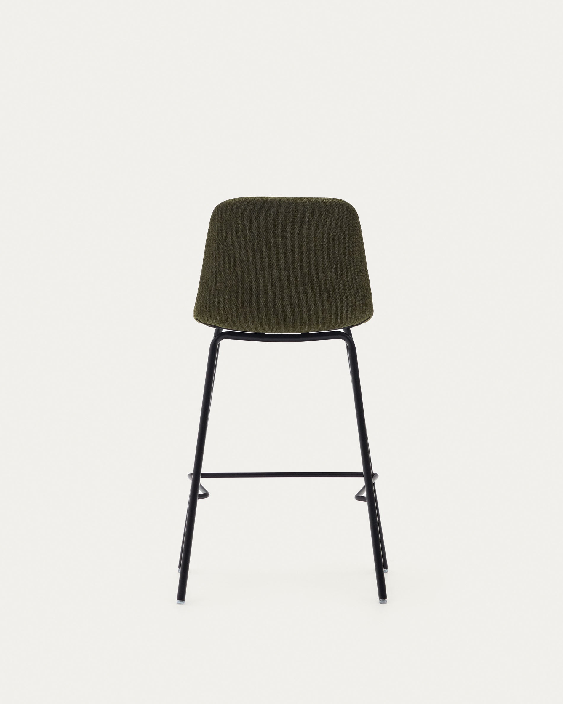 Zunilda stool in dark green and steel chenille with matt black finish height 65 cm FSC 100% - Product View