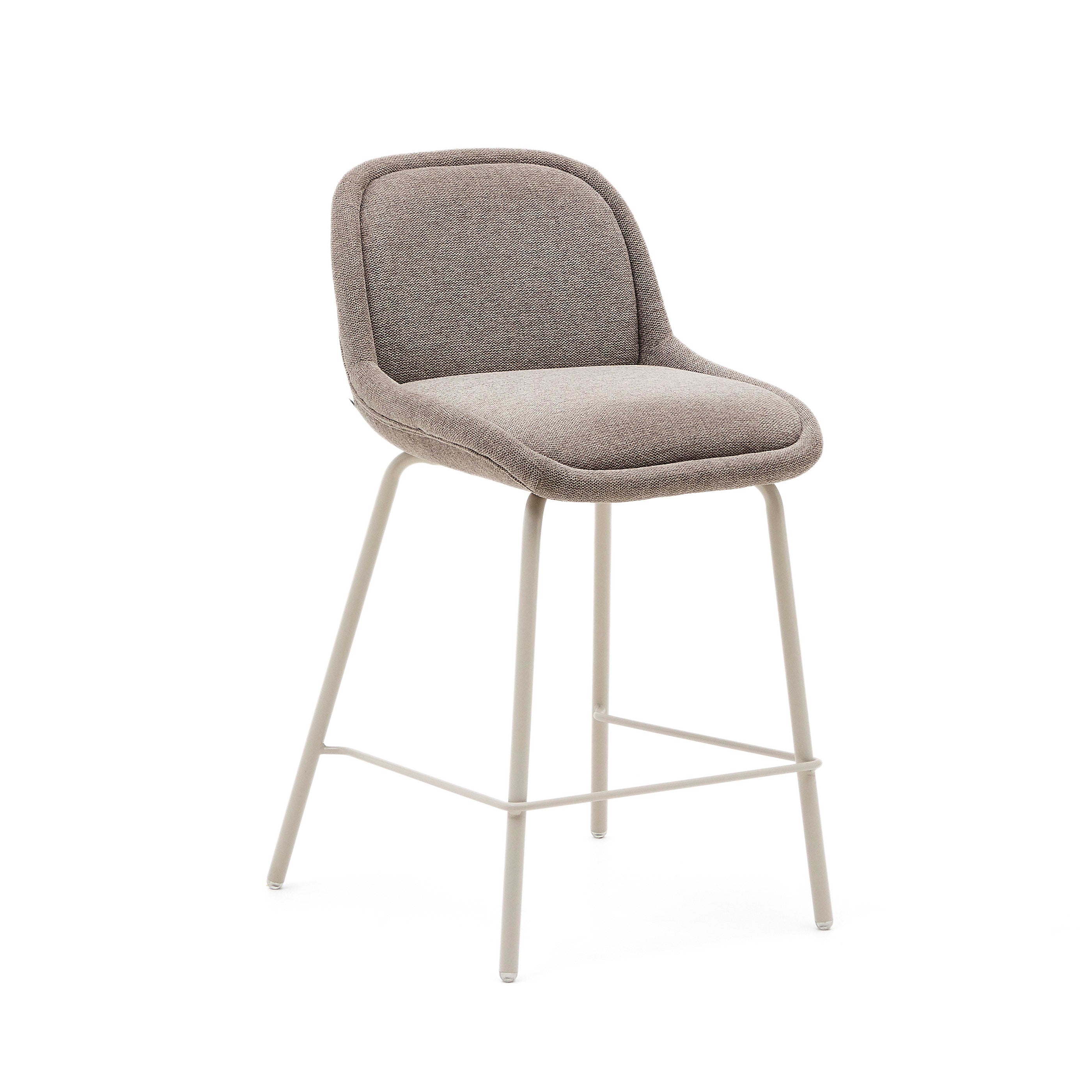Aimin szék világosbarna kárpittal és acéllábakkal, bézs festésű bevonattal, 65 cm