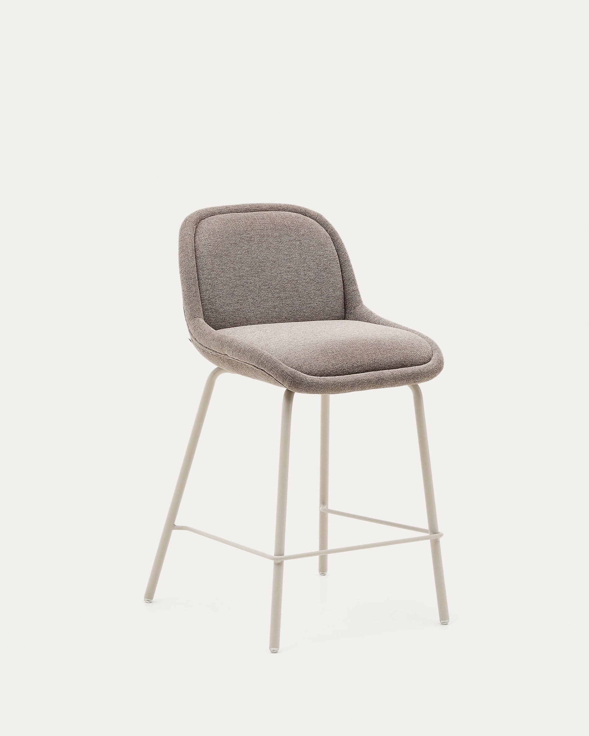 Aimin szék világosbarna kárpittal és acéllábakkal, bézs festésű bevonattal, 65 cm