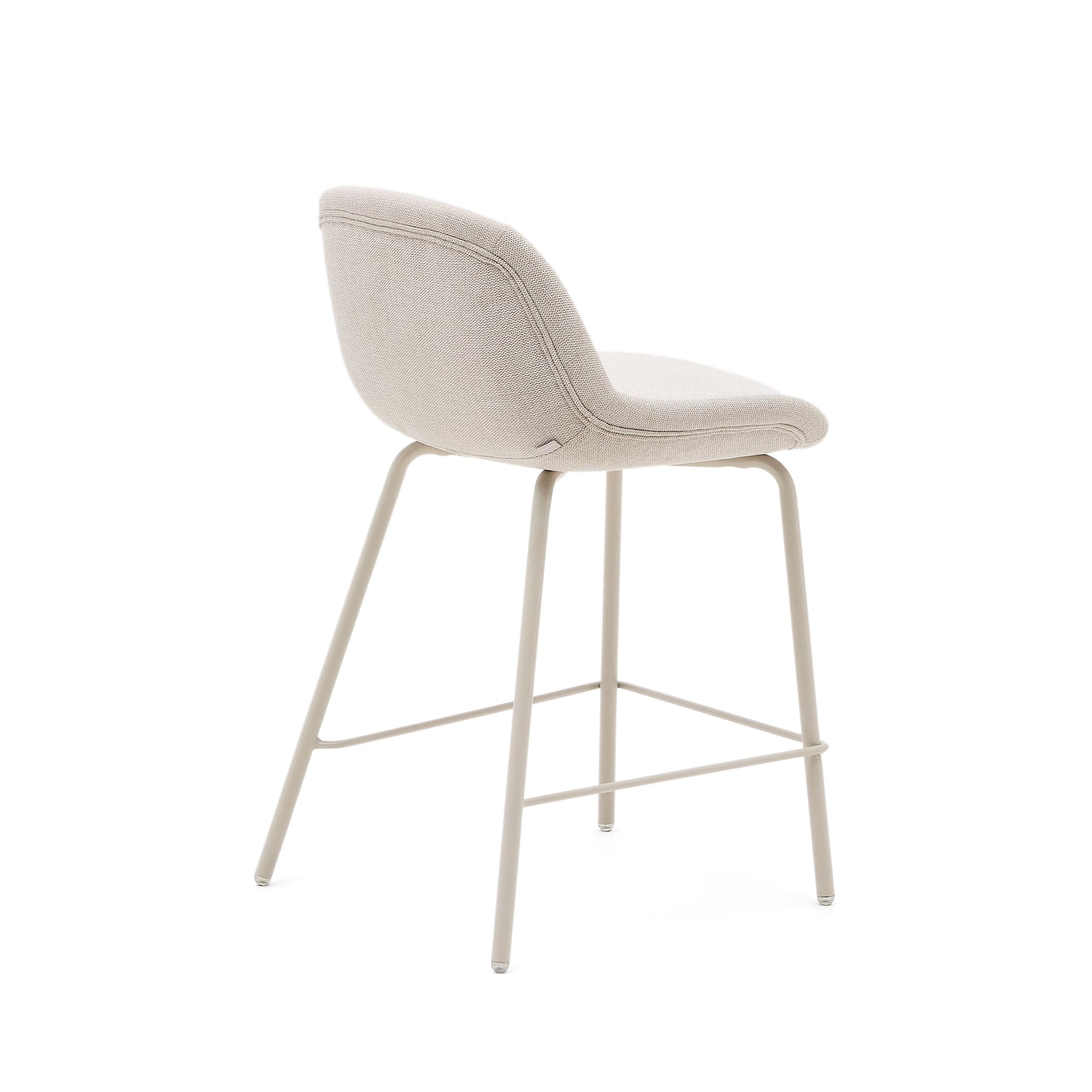 Aimin chair in beige chenille fabric, with steel legs in beige painting, 65 cm