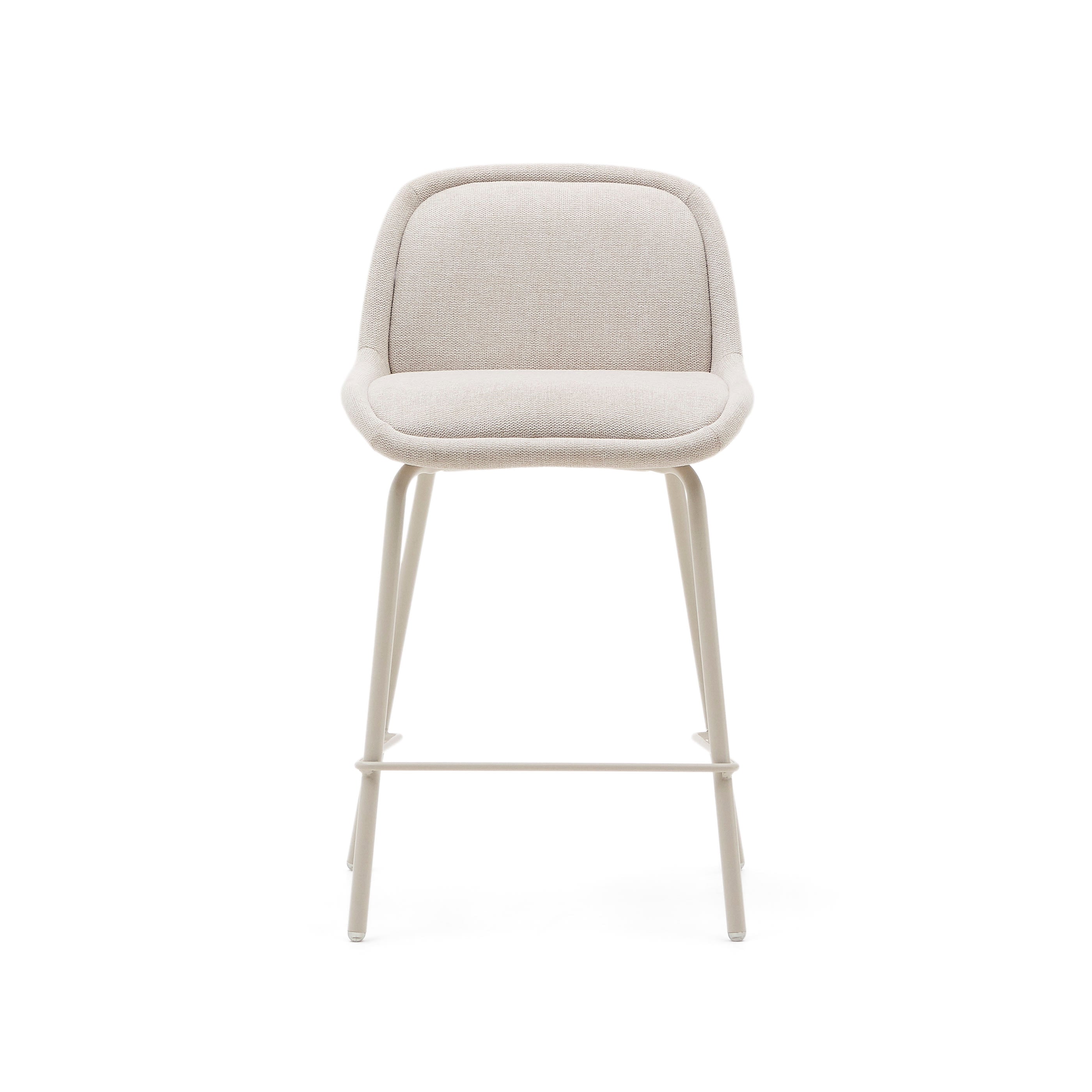 Aimin chair in beige chenille fabric, with steel legs in beige painting, 65 cm