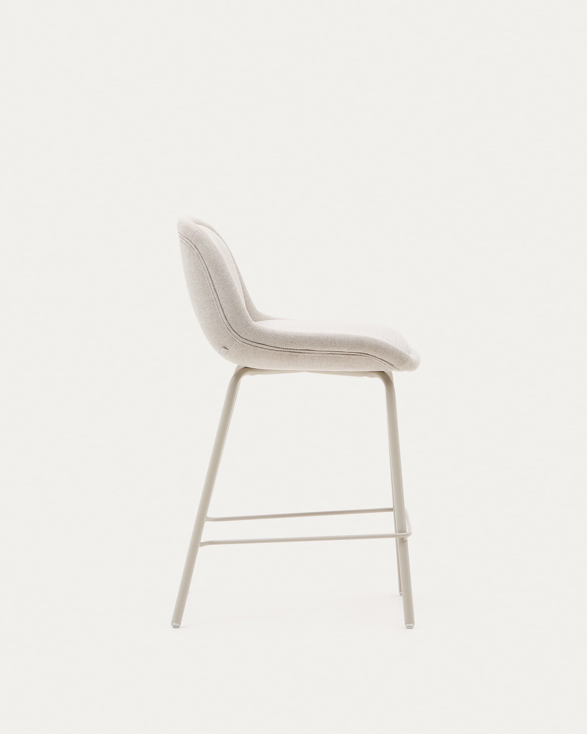 Aimin chair in beige chenille fabric, with steel legs in beige painting, 65 cm