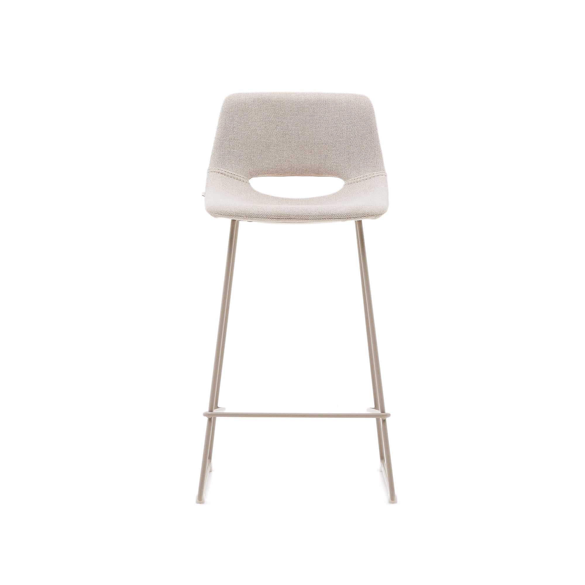 Zahara beige stool with steel in a beige finish, height 65 cm - Product Image