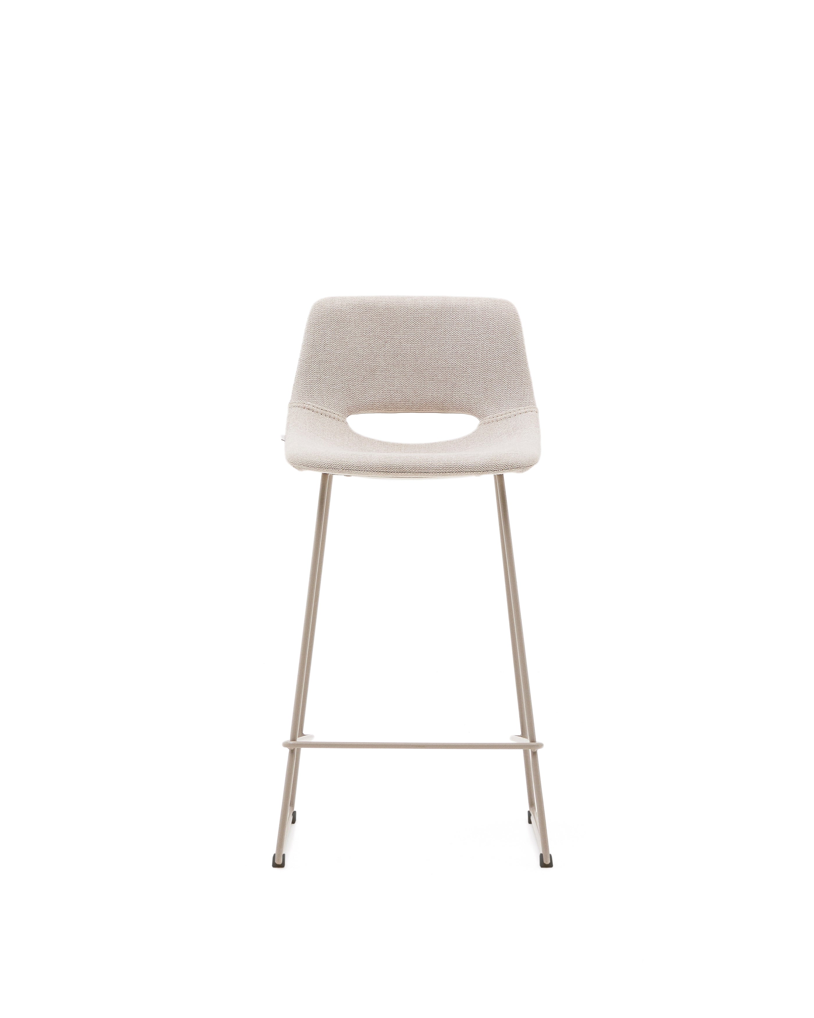 Zahara beige stool with steel in a beige finish, height 65 cm - Product Image
