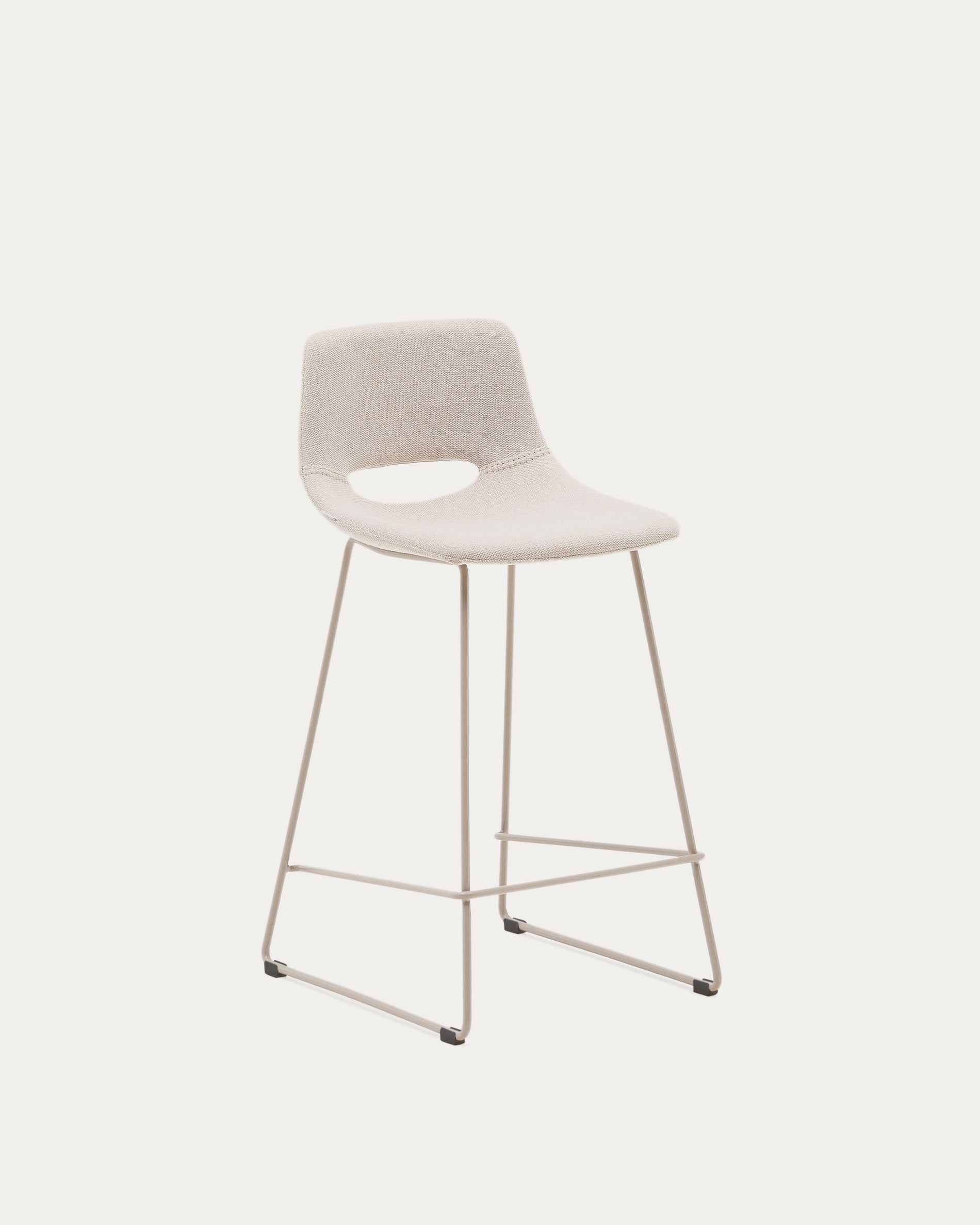 Zahara beige stool with steel in a beige finish, height 65 cm - Product View