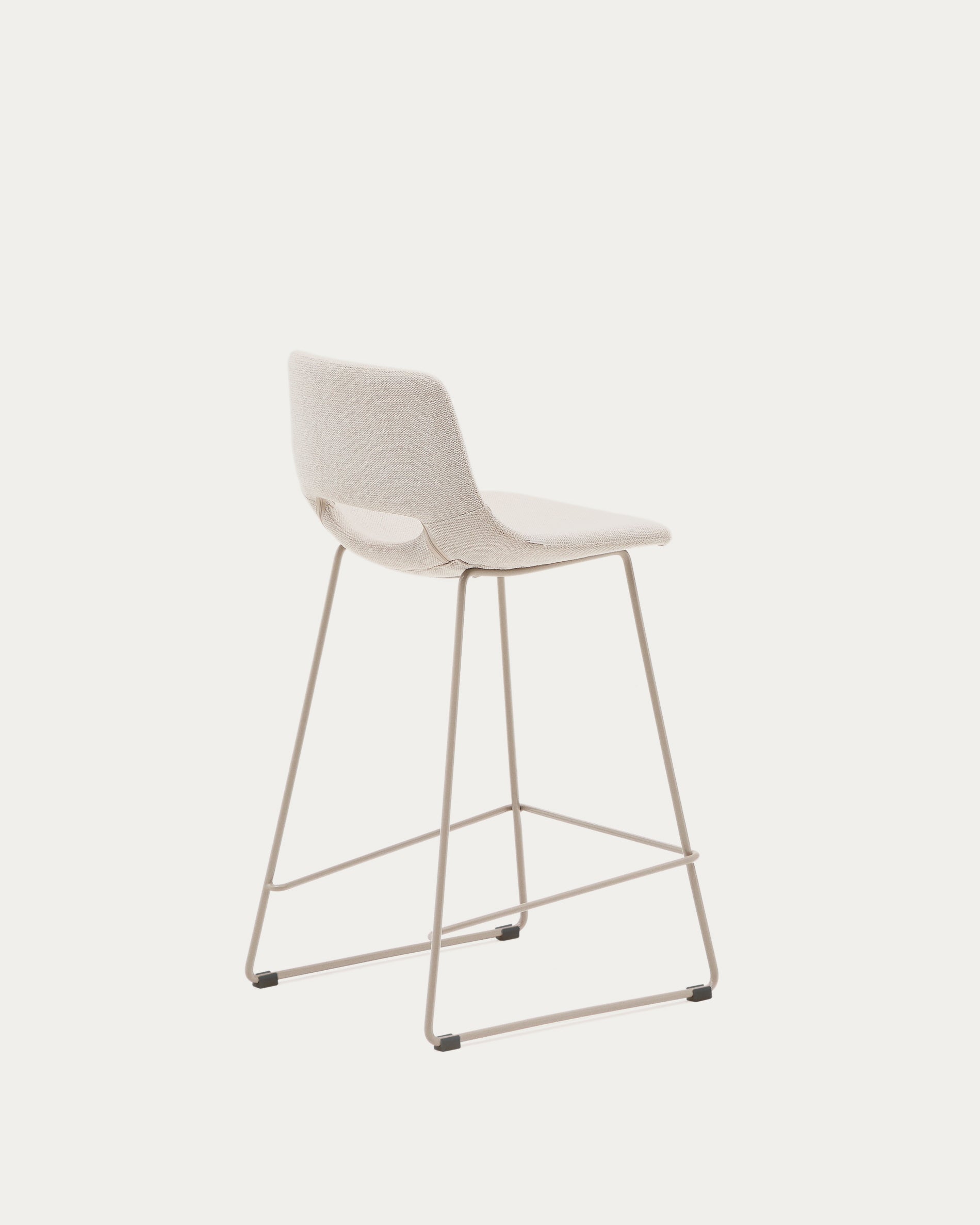 Zahara beige stool with steel in a beige finish, height 65 cm - Product View