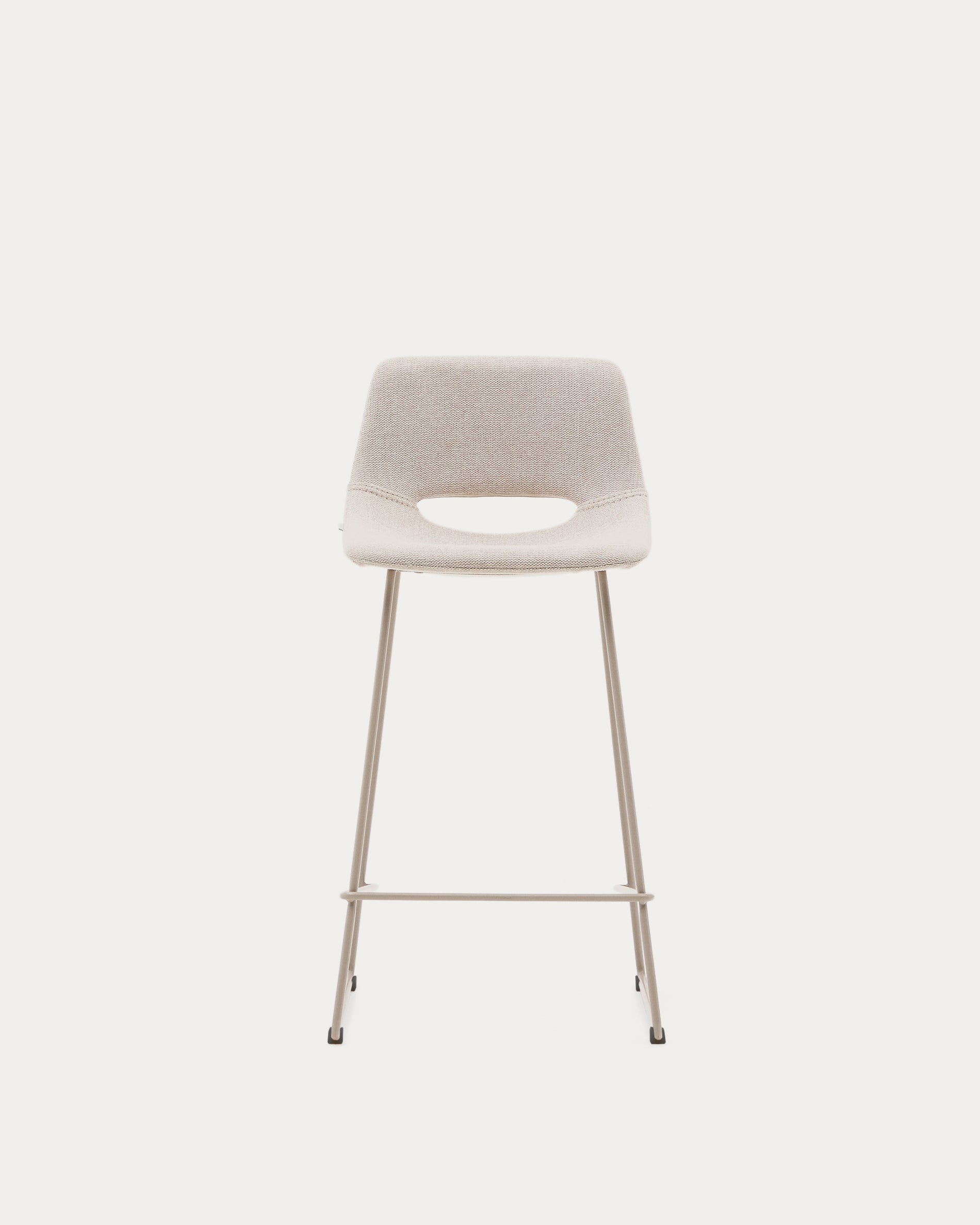 Zahara beige stool with steel in a beige finish, height 65 cm - Product View
