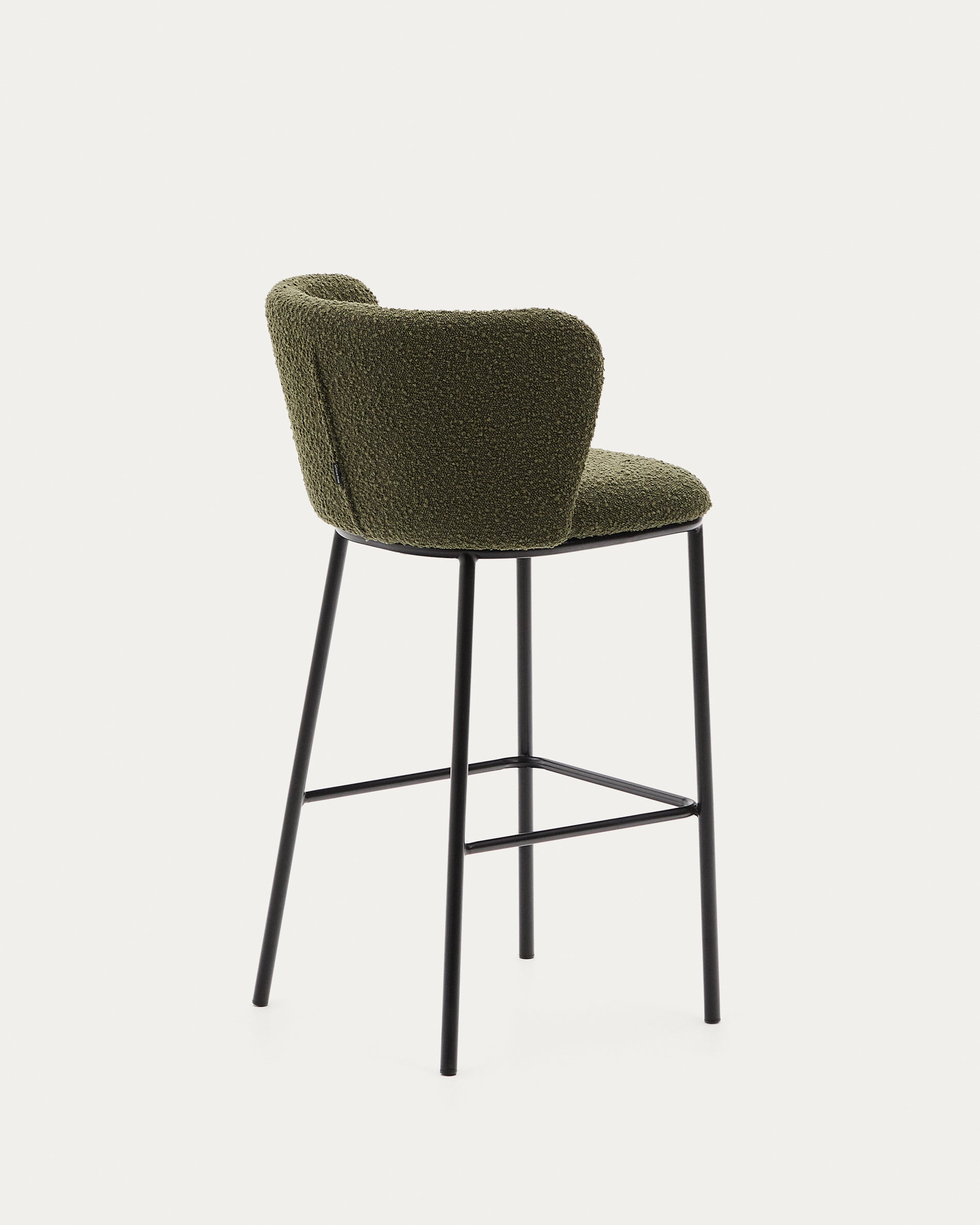 Ciselia stool in green bouclé and black steel, height 75 cm, FSC Mix Credit - Product View