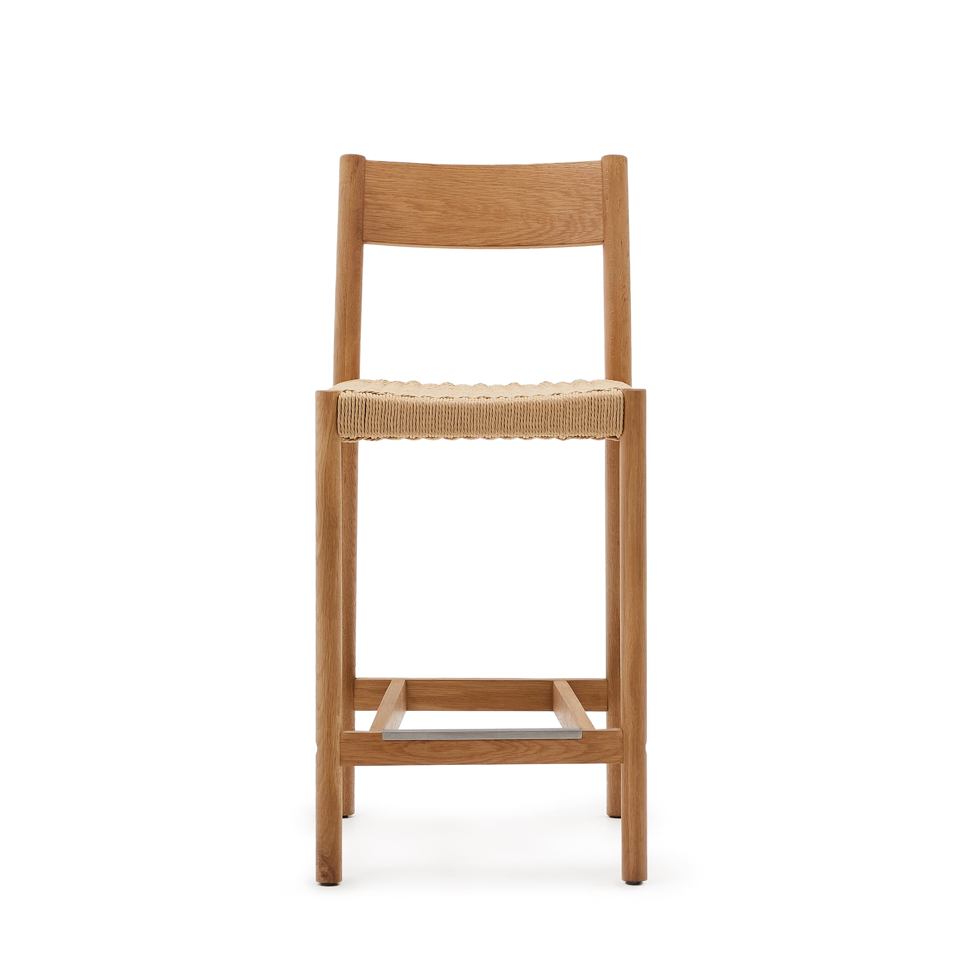 Yalia szék támlával, szilárd tölgyfából természetes befejezéssel, és kötél üléssel, 65 cm 100% FSC