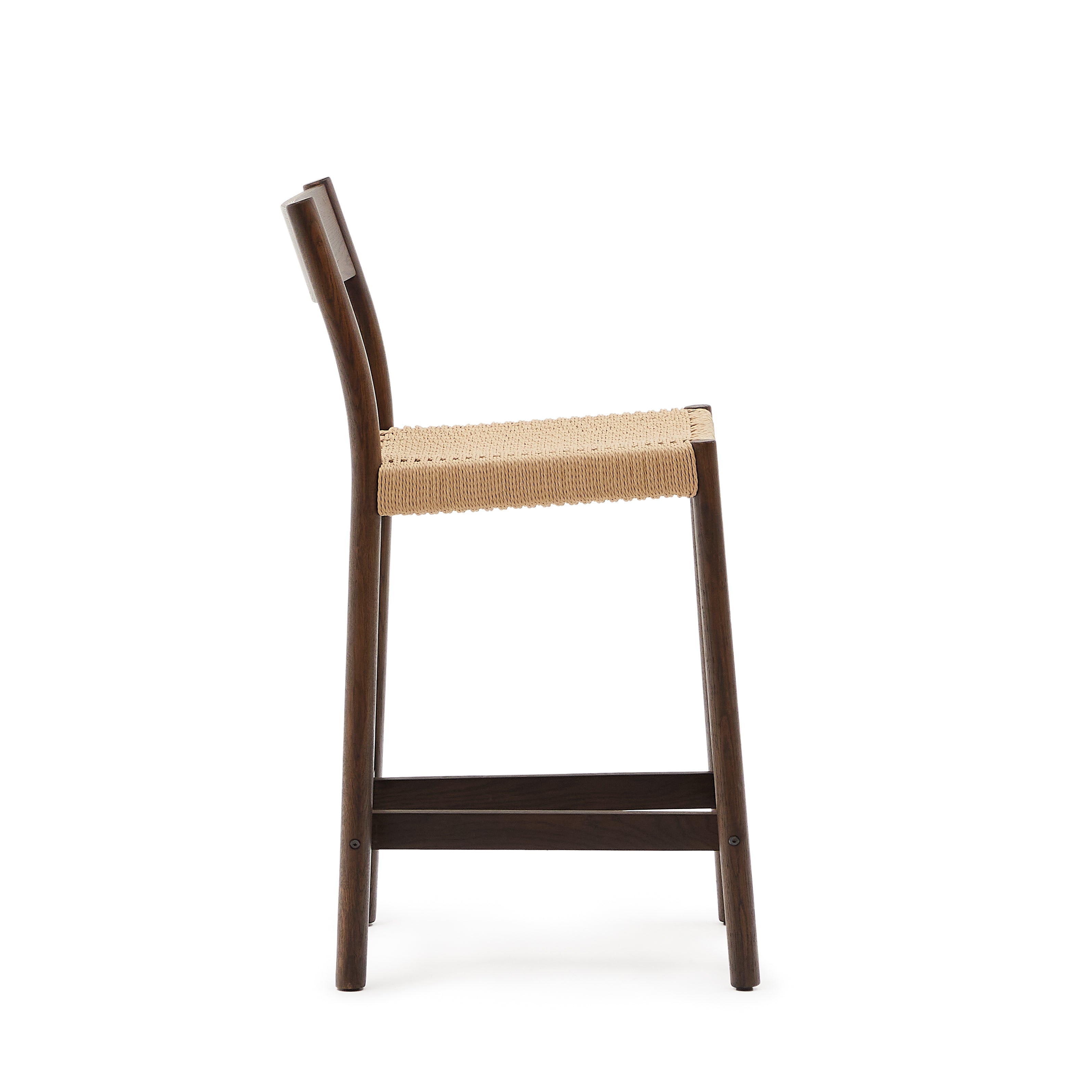 Yalia szék támlával, szilárd tölgyfából dió befejezéssel, és kötél ülőkével, 65 cm 100% FSC
