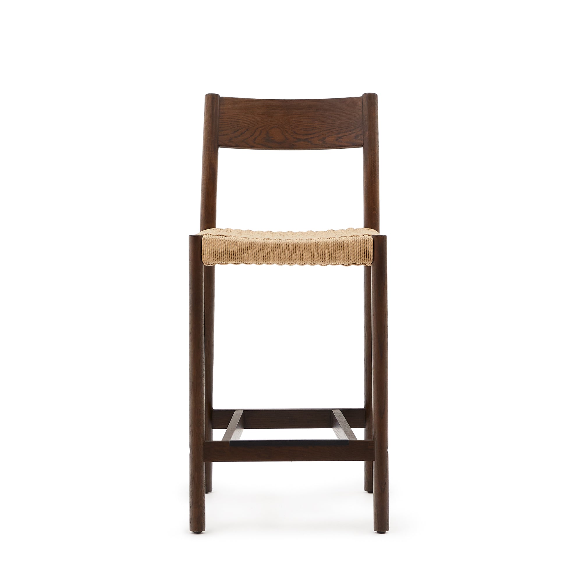 Yalia chair with back, solid oak with walnut finish and rope seat, 65 cm 100% FSC