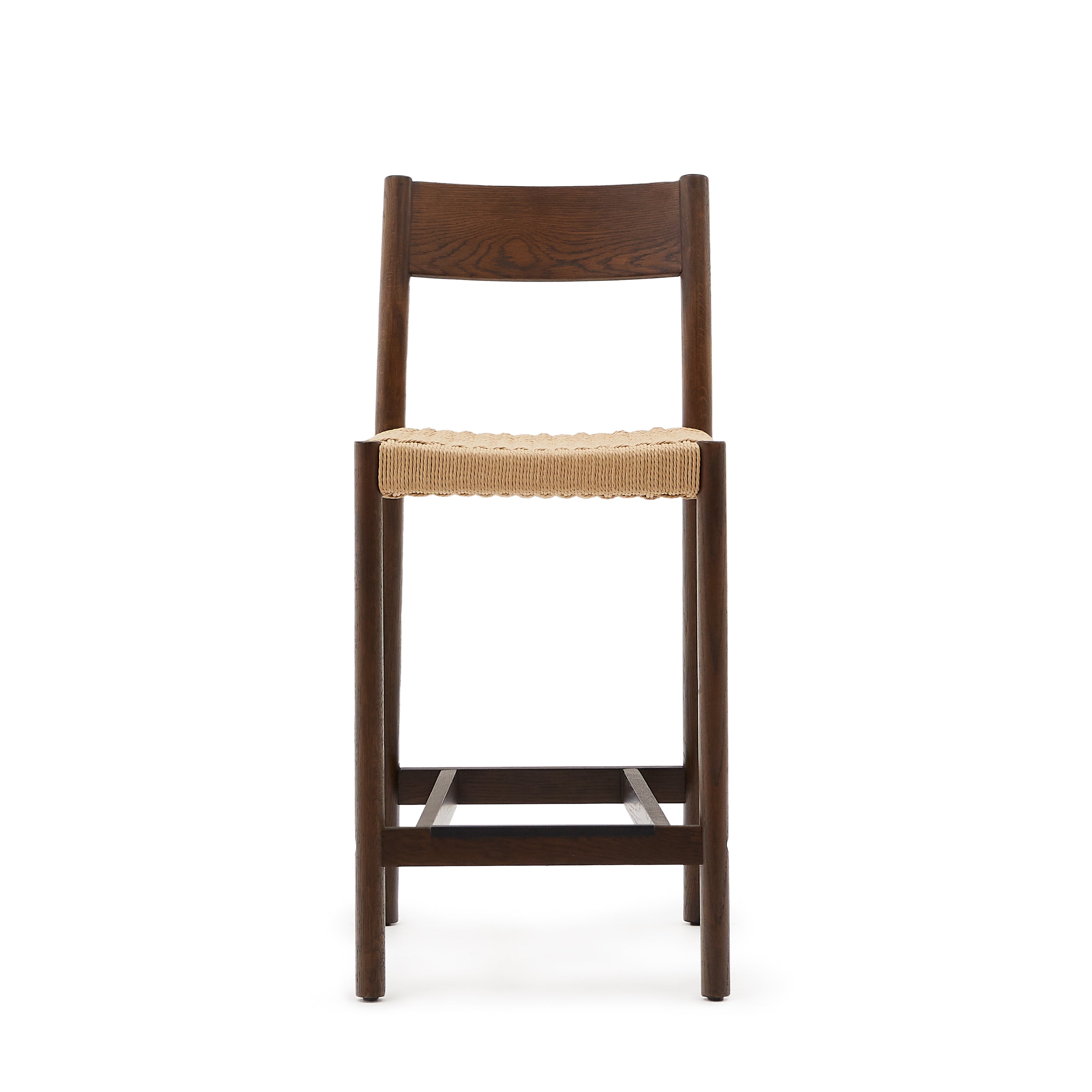 Yalia szék támlával, szilárd tölgyfából dió befejezéssel, és kötél ülőkével, 65 cm 100% FSC