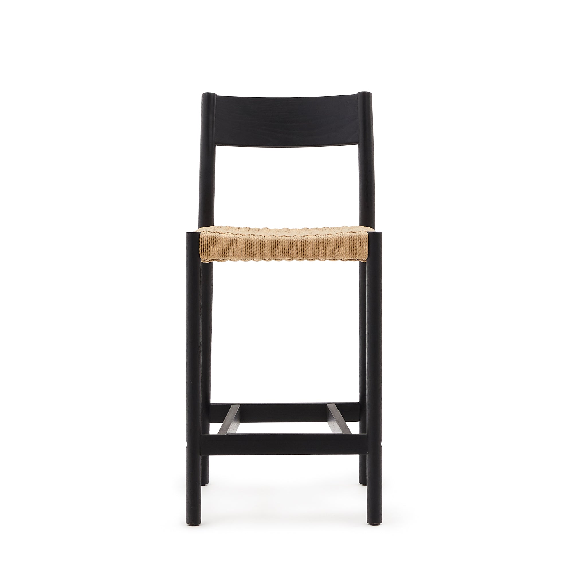 Yalia chair with back, solid oak with black finish and rope seat, 65 cm 100% FSC