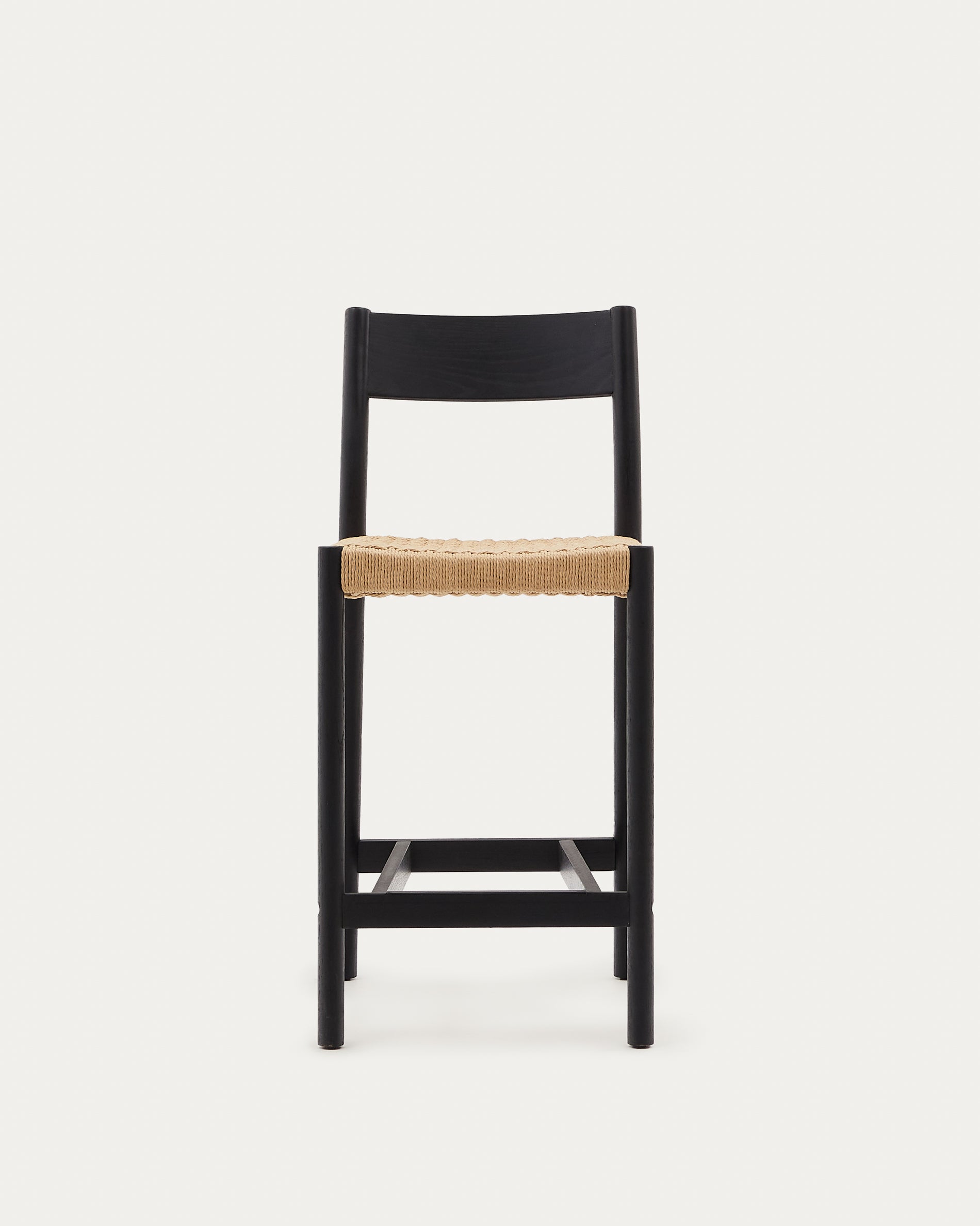 Yalia chair with back, solid oak with black finish and rope seat, 65 cm 100% FSC