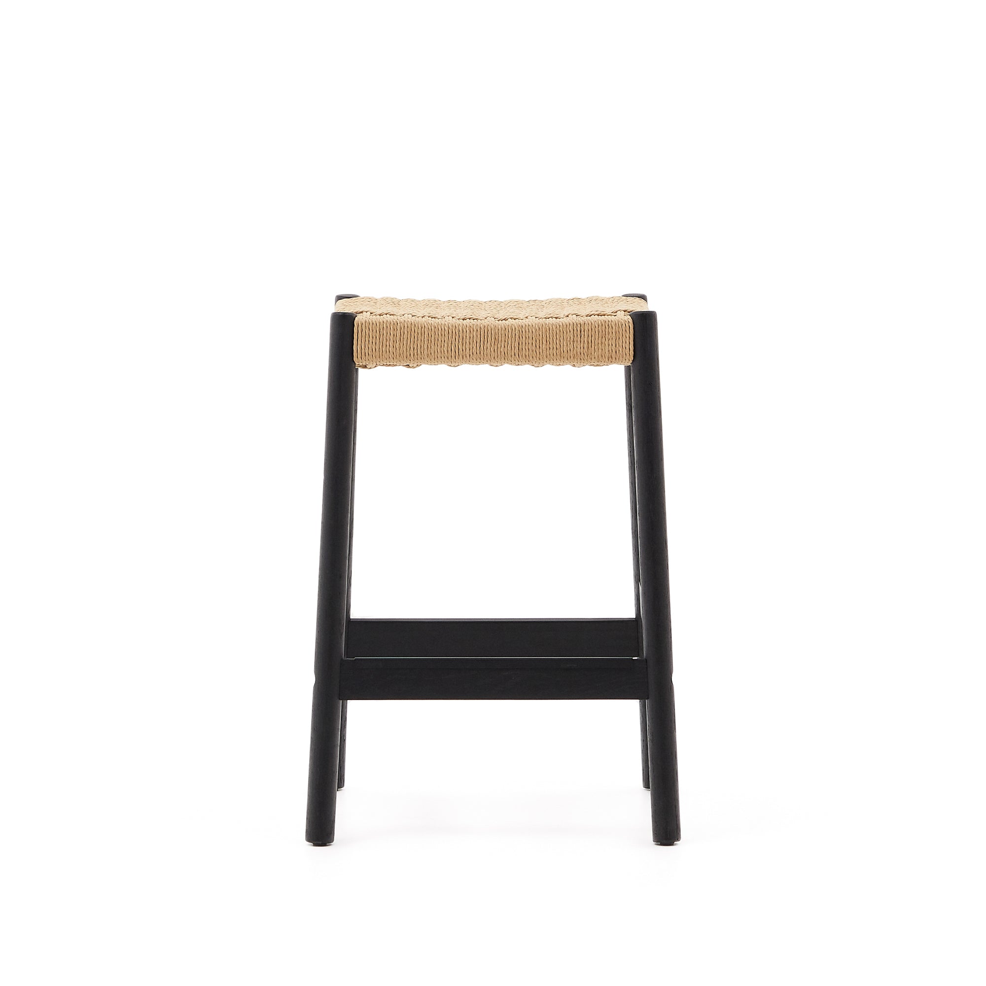 Yalia stool in solid oak with black finish and rope rope, height 65 cm 100% FSC