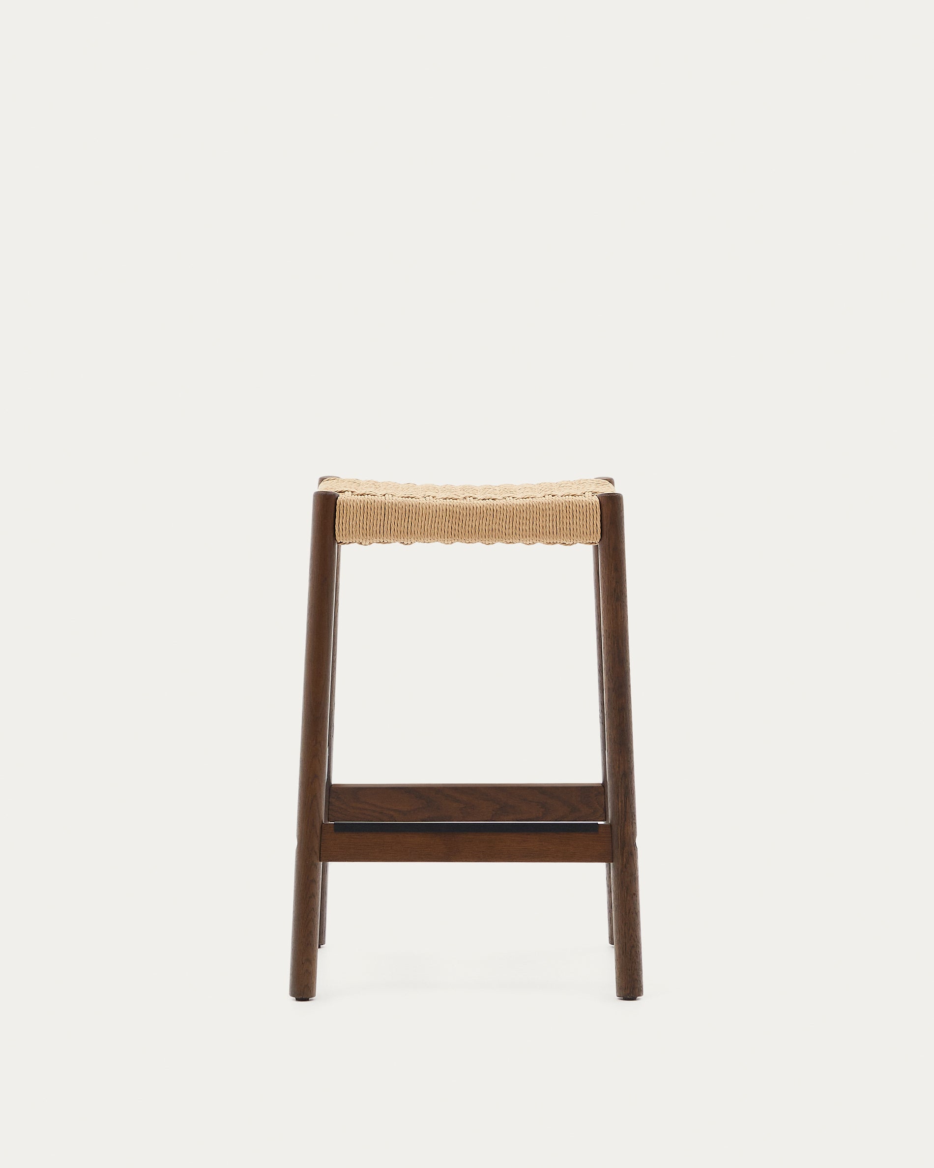 Yalia stool in solid oak with walnut finish and rope seat, height 65 cm 100% FSC