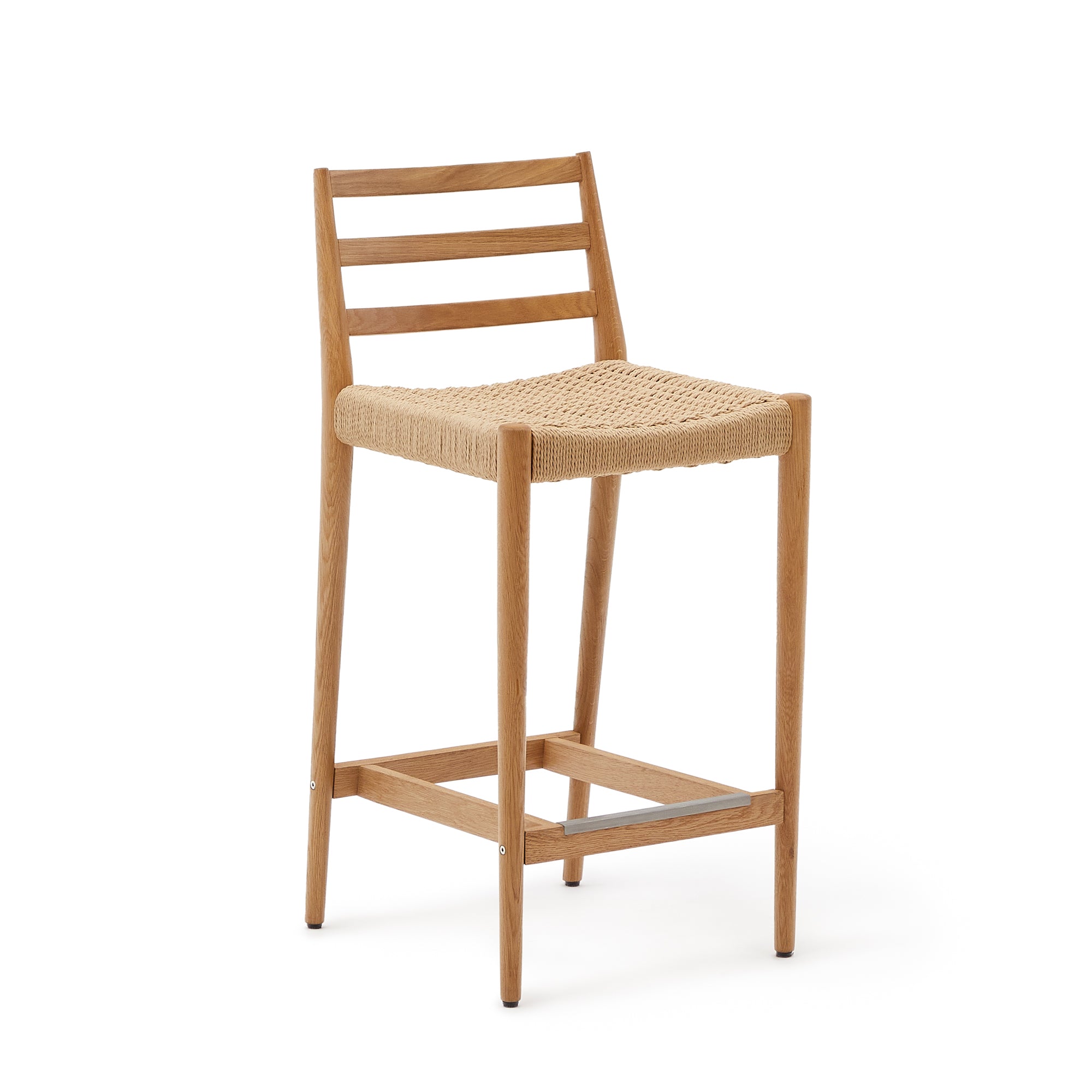 Analy szék támlával, szilárd tölgyfából természetes befejezéssel, és kötél üléssel, 70 cm 100% FSC