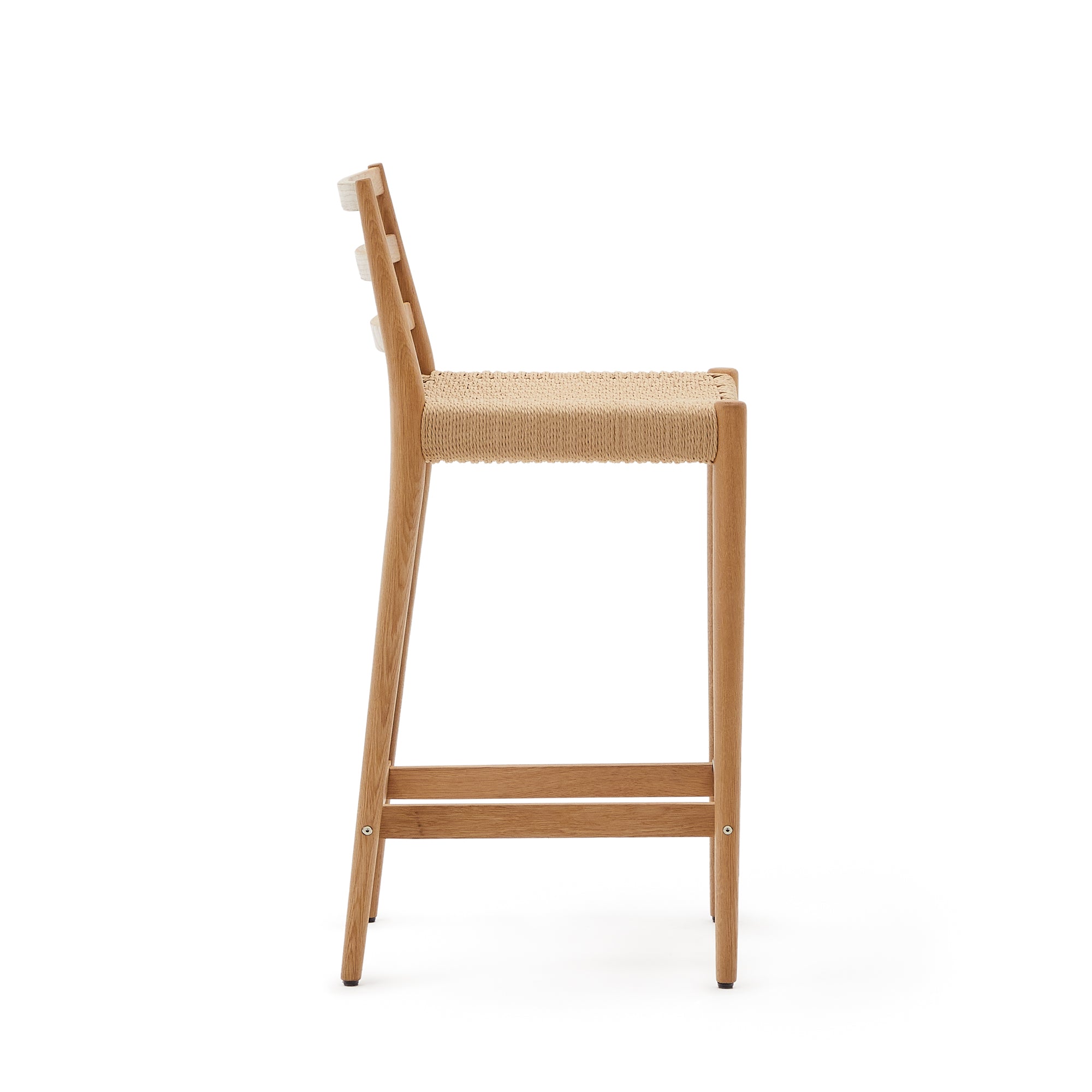 Analy szék támlával, szilárd tölgyfából természetes befejezéssel, és kötél üléssel, 70 cm 100% FSC