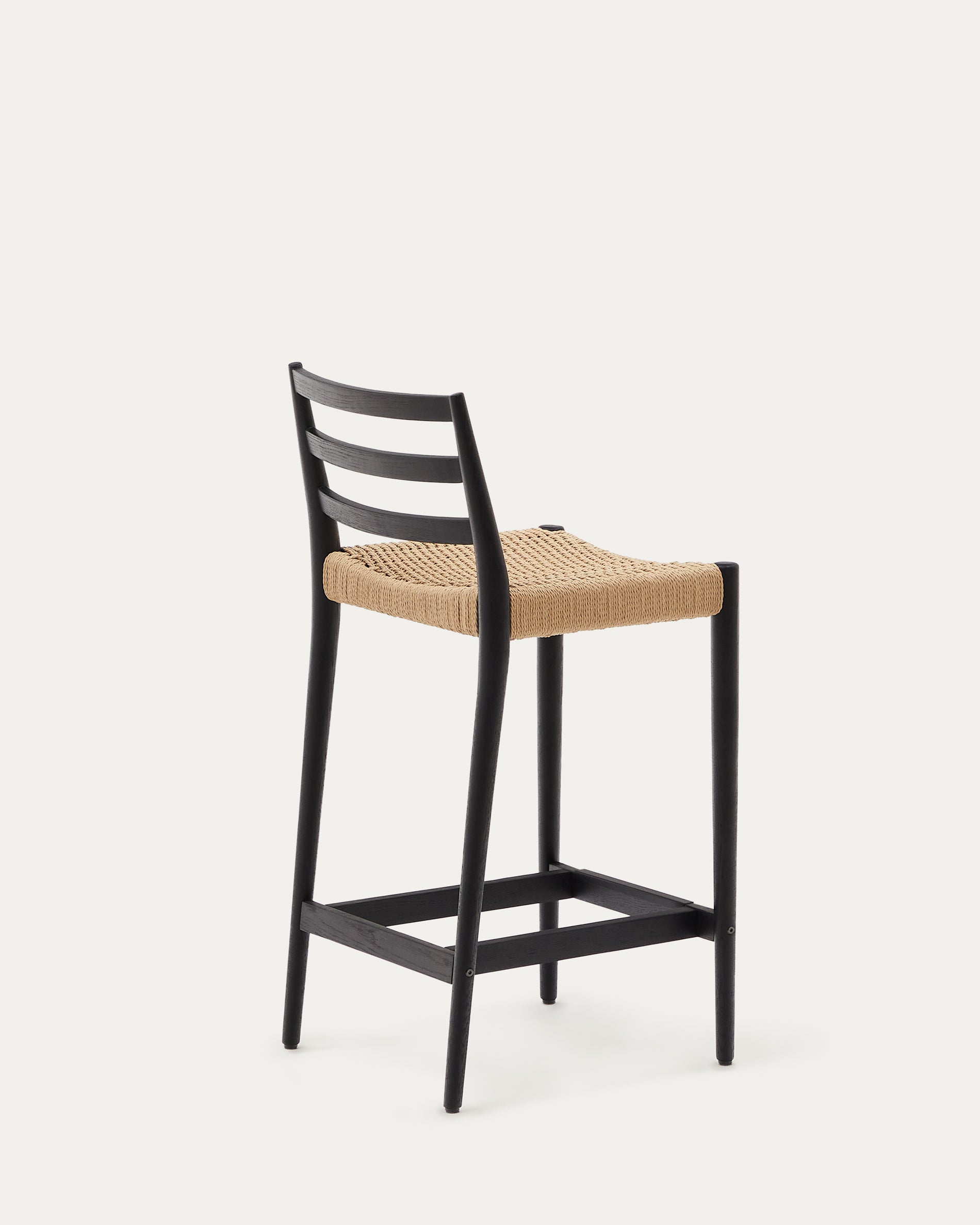 Analy chair with back, solid oak with black finish and rope seat, 70 cm, 100% FSC
