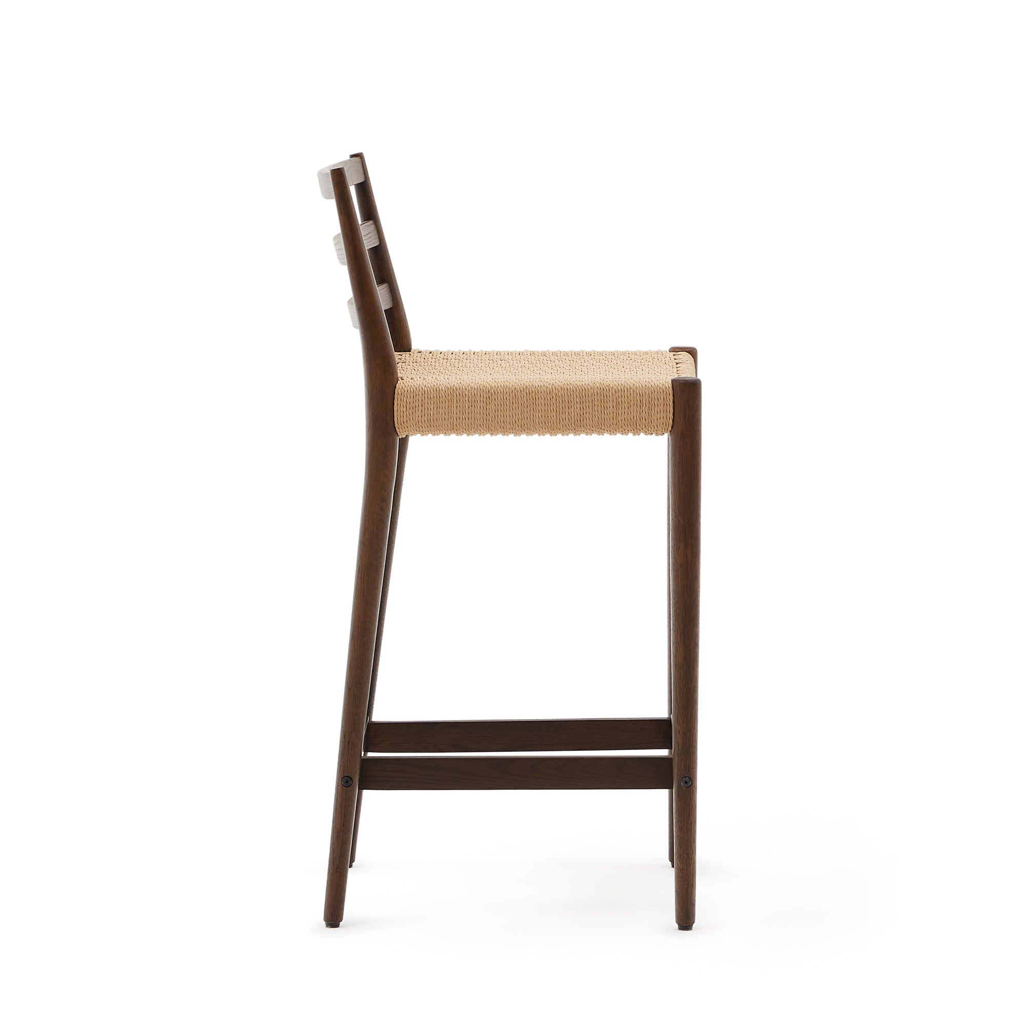 Analy chair with back, solid oak with walnut finish and rope seat, 70 cm 100% FSC