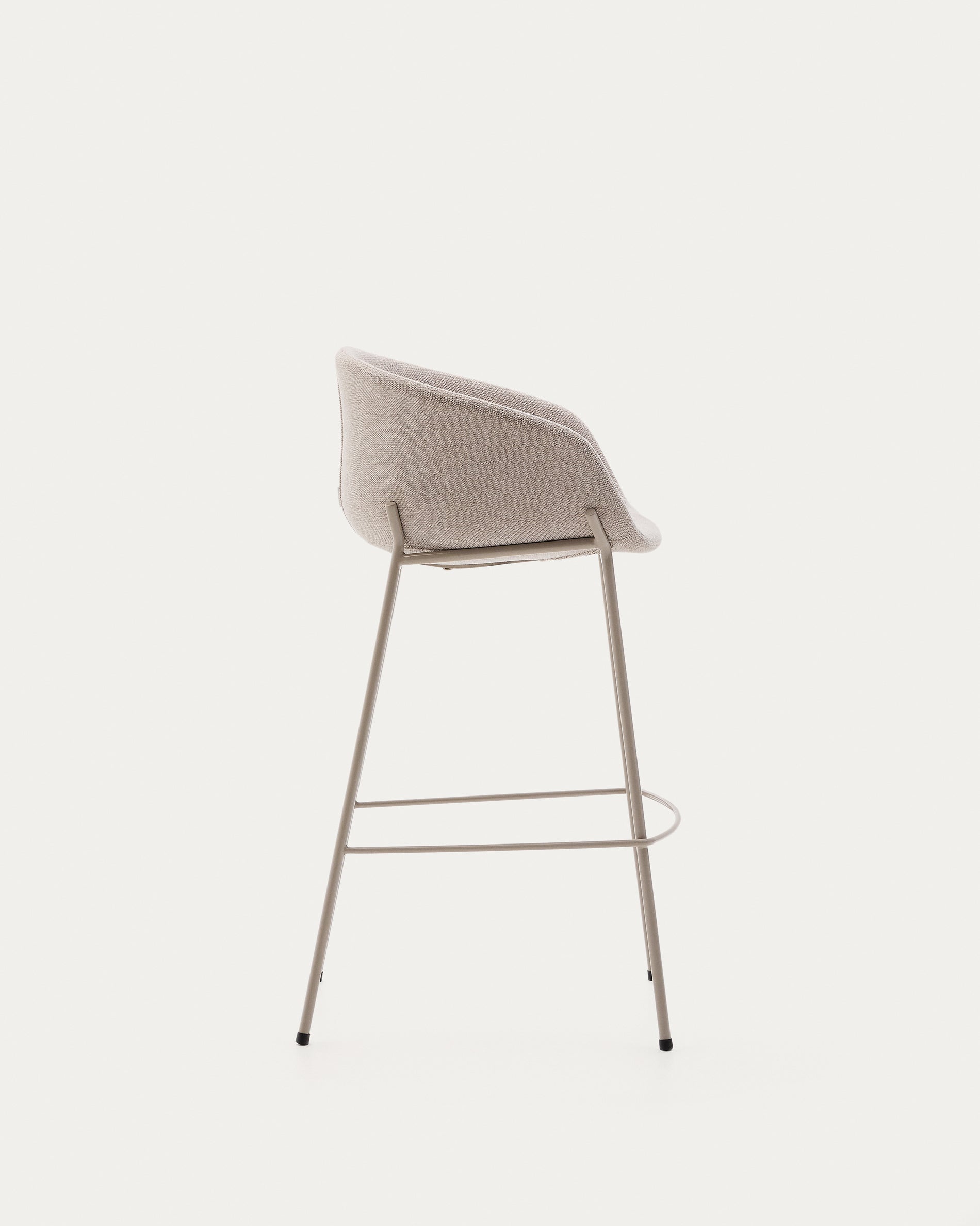 Yvette stool in beige chenille and steel legs in a beige finish, 75 cm high - Product View