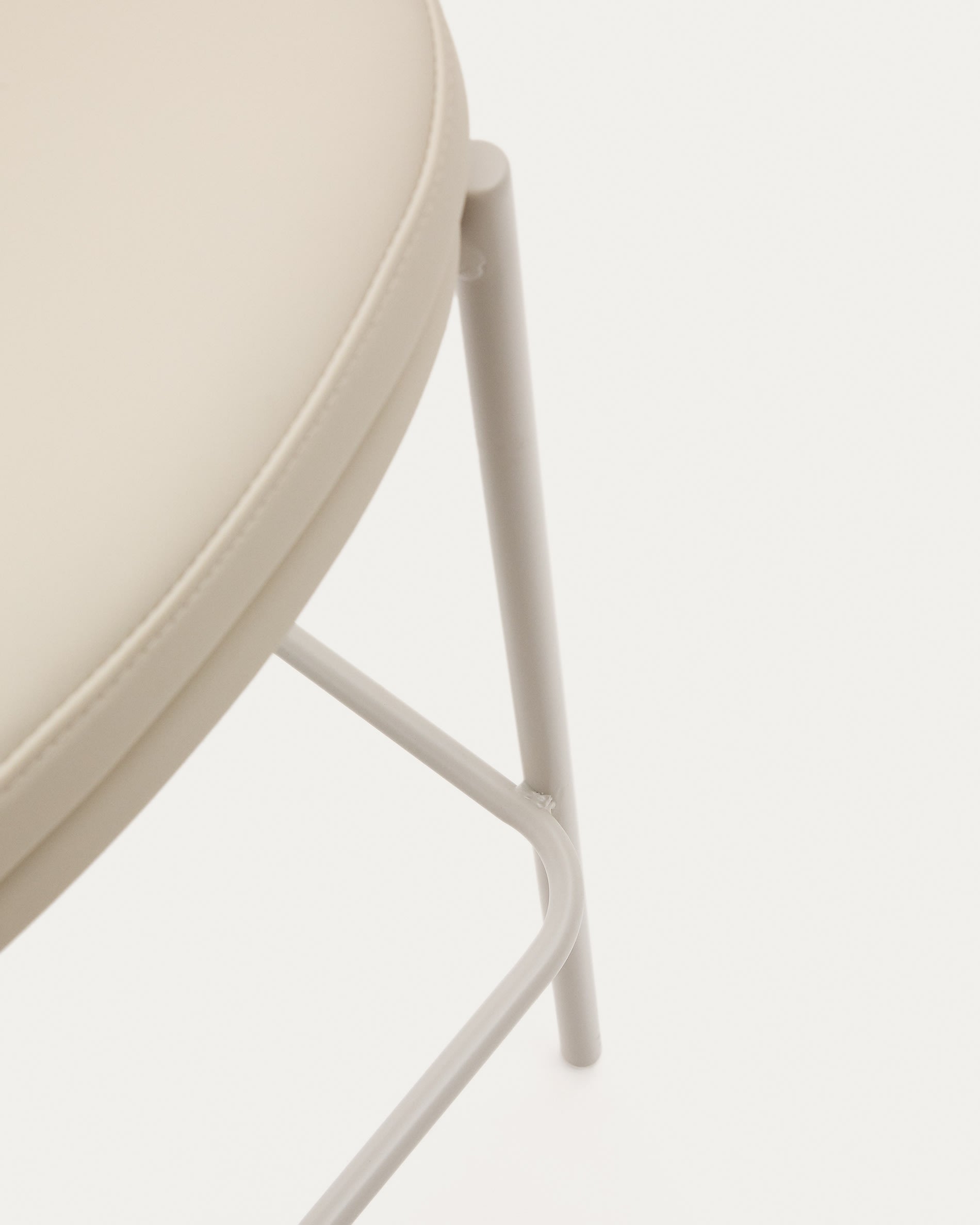 Eamy bar stool with beige artificial leather, natural finish ash veneer and beige metal 75cm