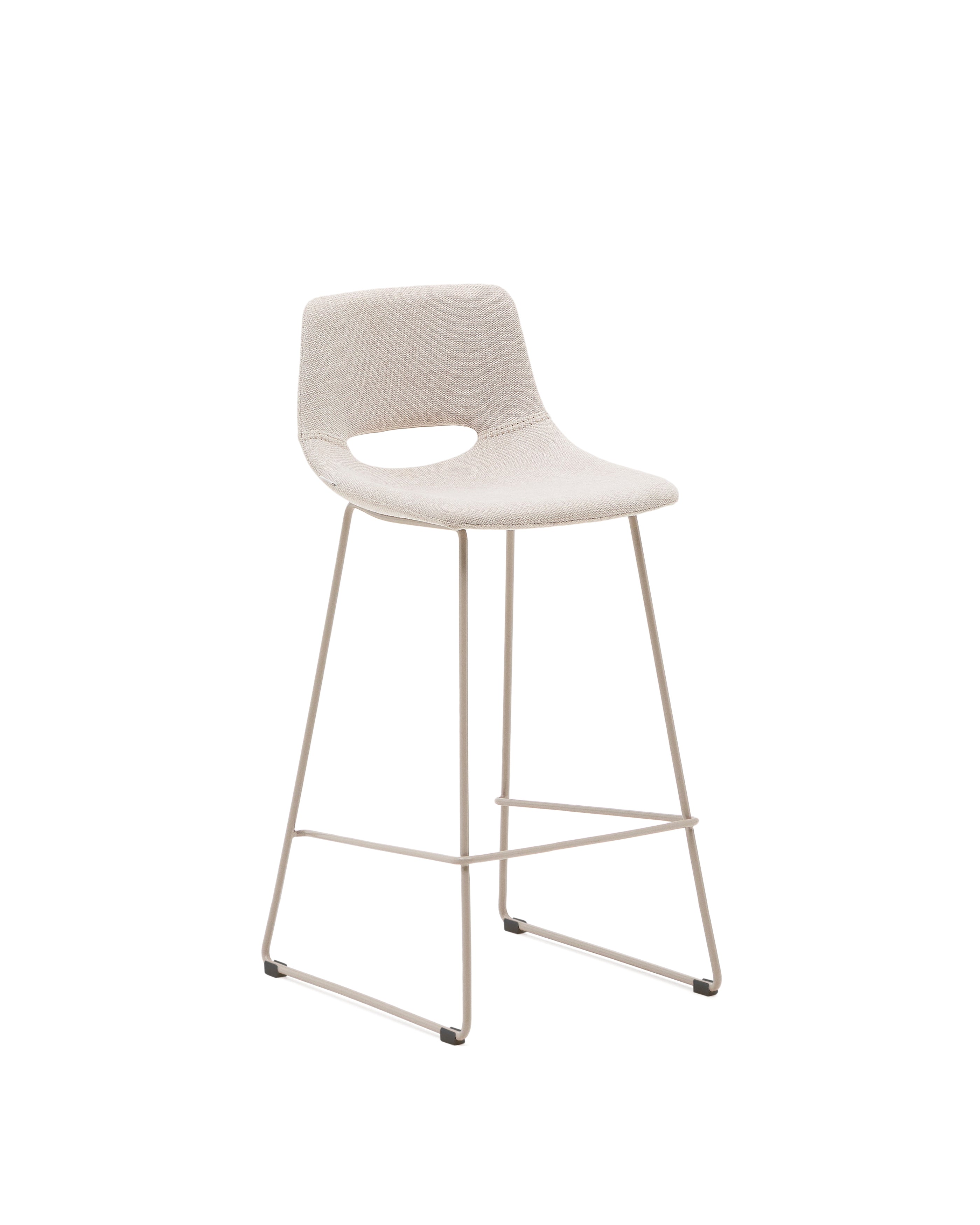 Zahara beige stool with steel in a beige finish, height 76 cm - Product Image