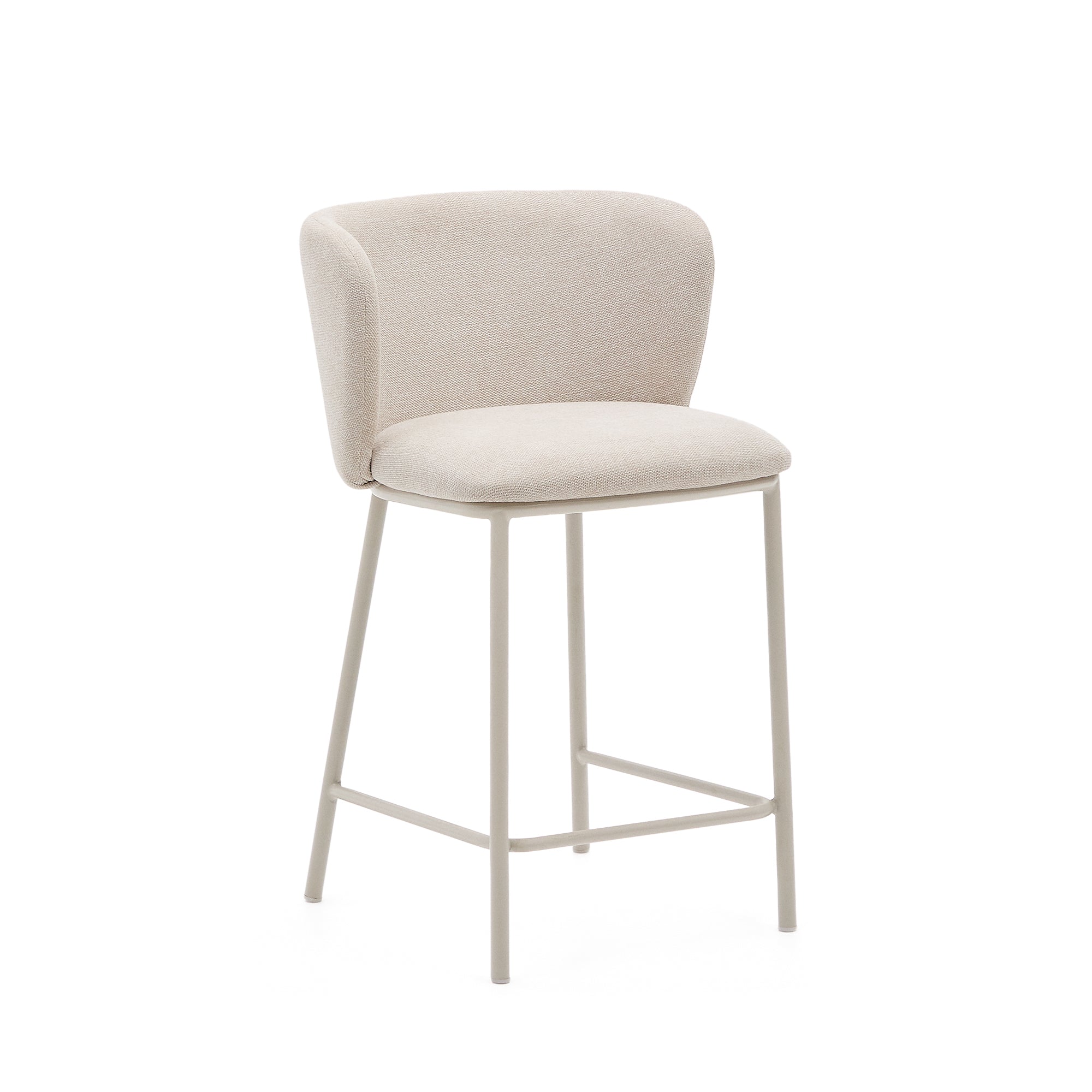 Ciselia stool in beige chenille and beige steel, height 65 cm, FSC Mix Credit - Product Image