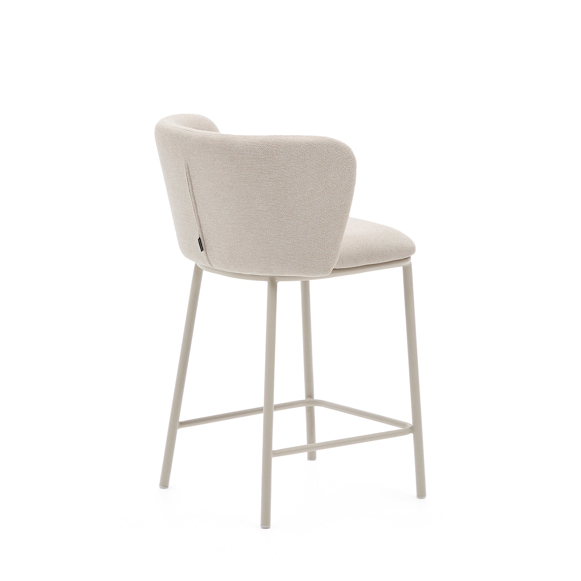 Ciselia stool in beige chenille and beige steel, height 65 cm, FSC Mix Credit - Product Image