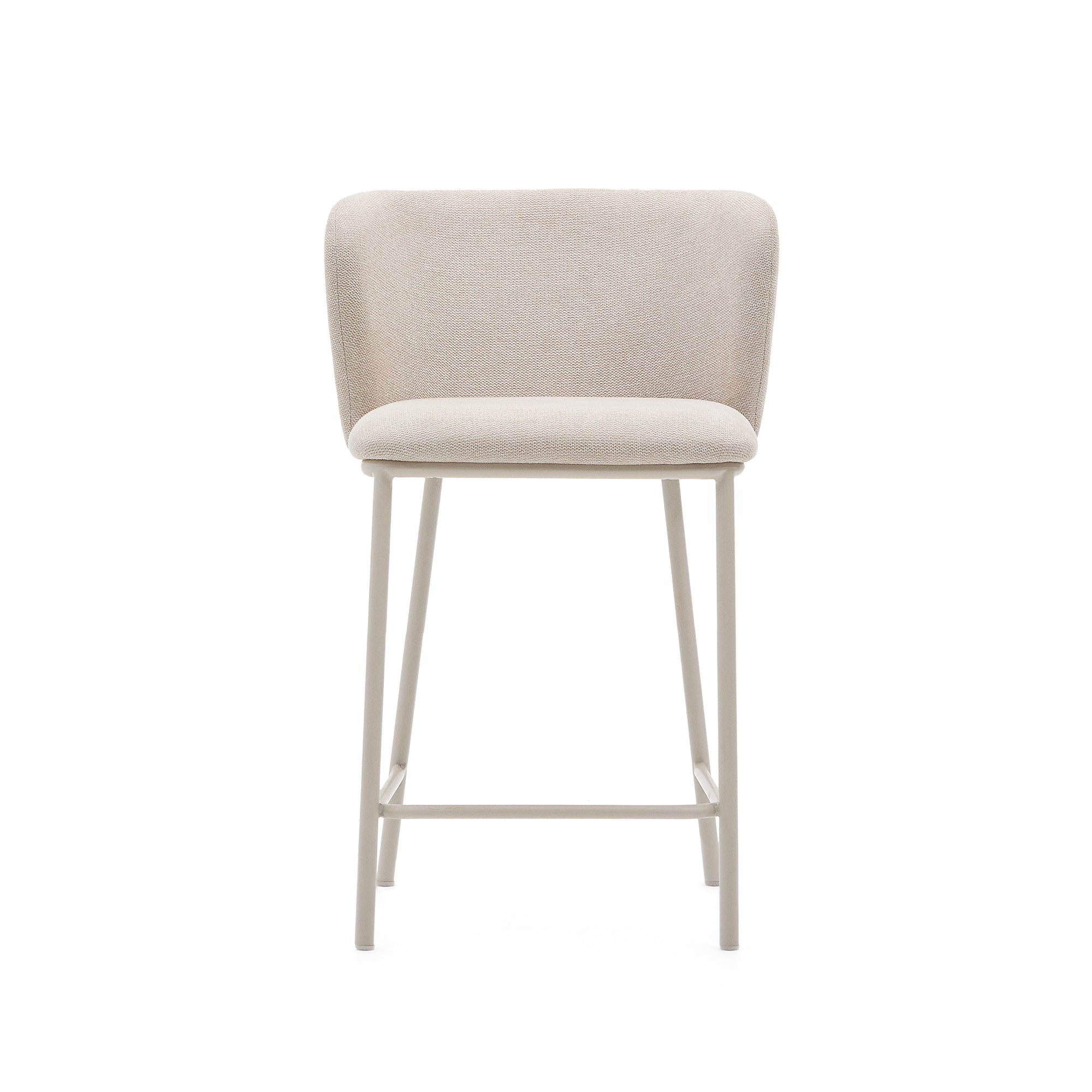 Ciselia stool in beige chenille and beige steel, height 65 cm, FSC Mix Credit - Product Image