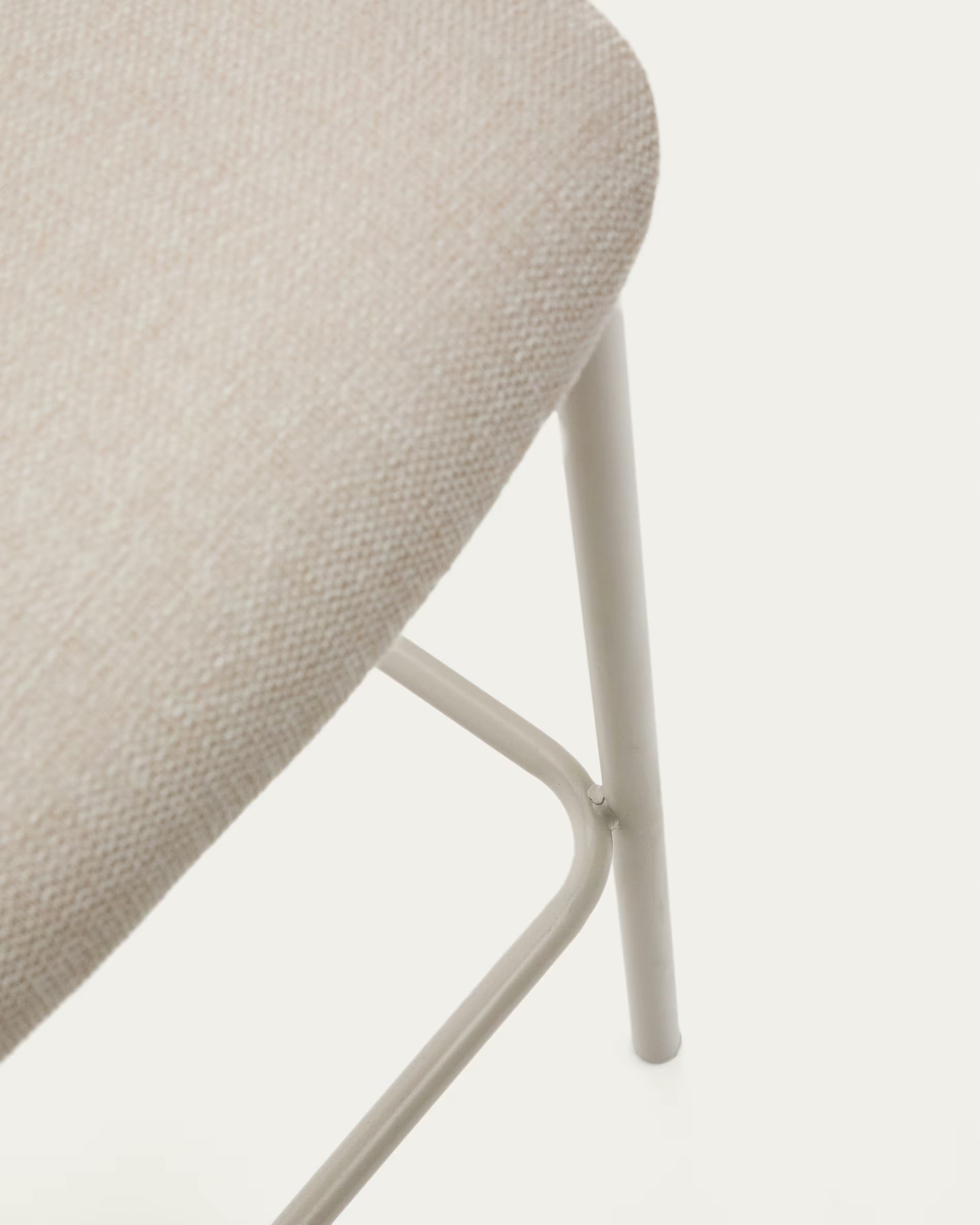 Ciselia bar stool with beige fabric and beige steel structure, height 65 cm, FSC Mix Credit certificate.