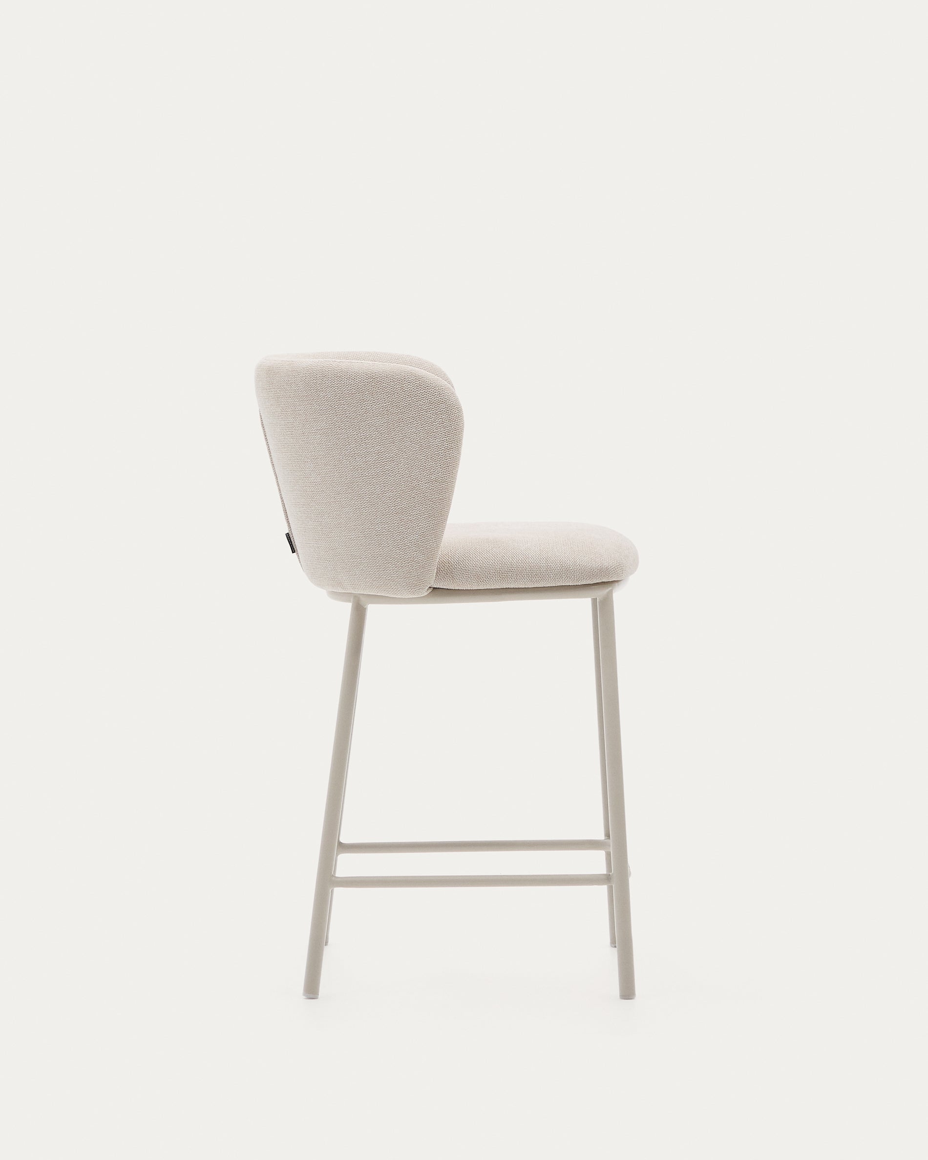 Ciselia stool in beige chenille and beige steel, height 65 cm, FSC Mix Credit - Product View