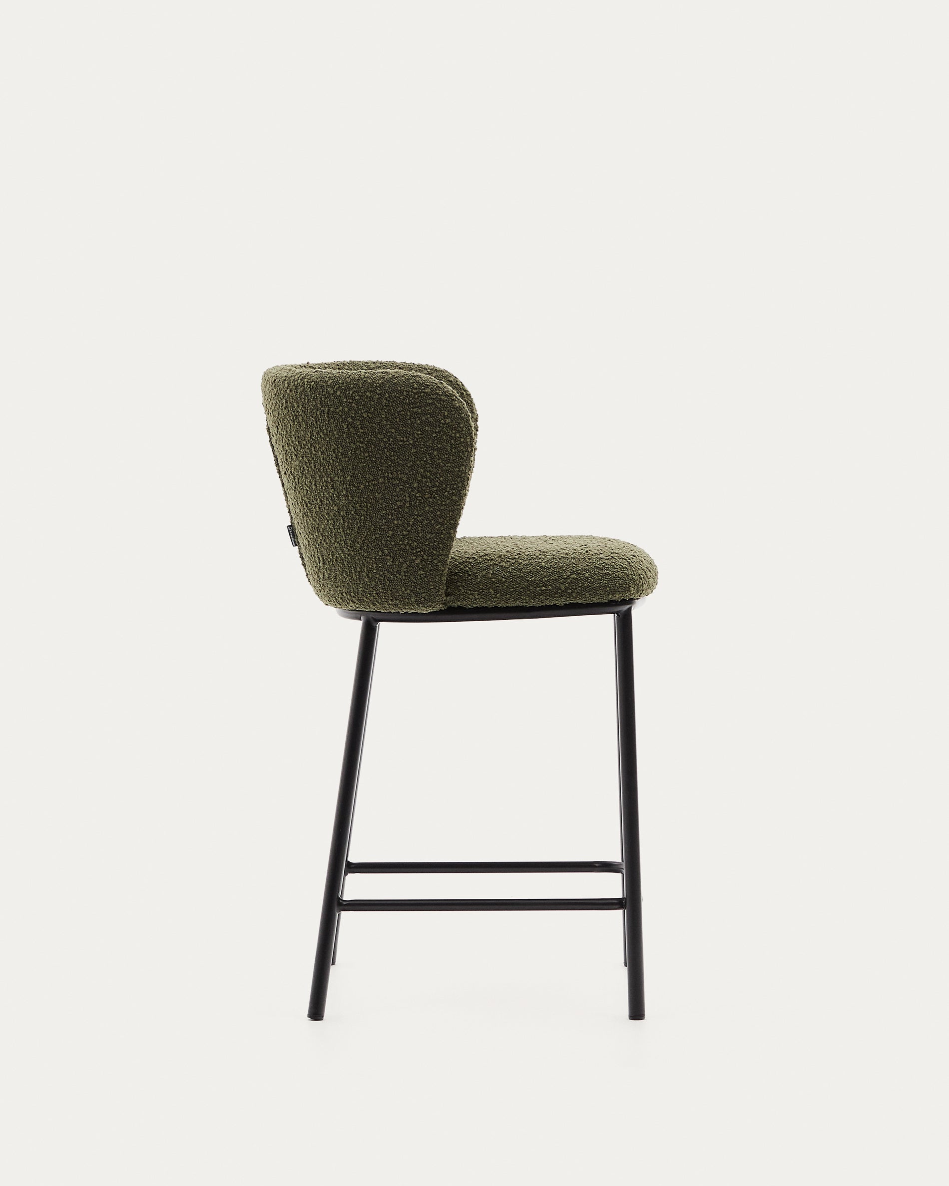 Ciselia stool in green bouclé and black steel, height 65 cm, FSC Mix Credit - Product View
