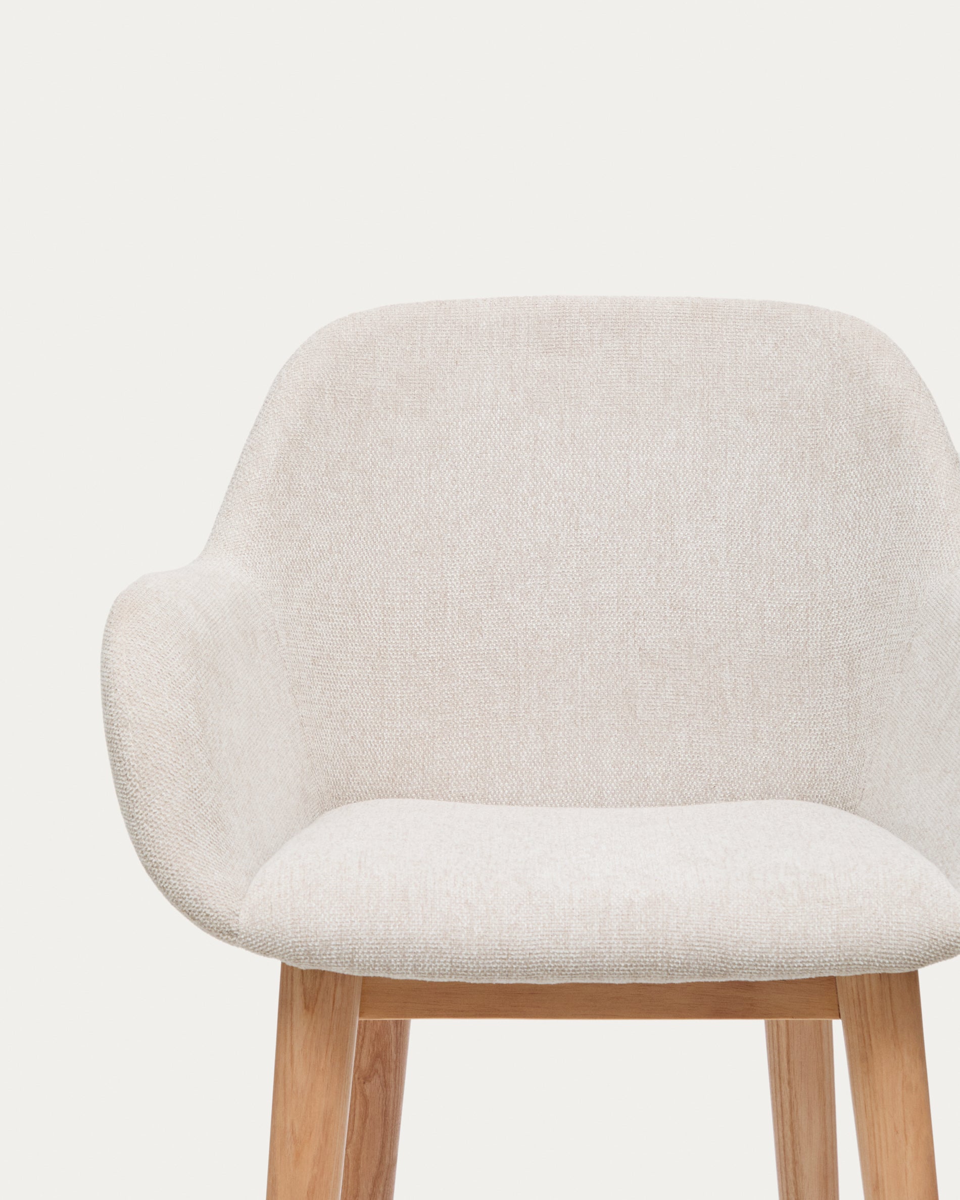 Konna stool in beige and solid ash wood legs in a light finish, 65 cm - Detail